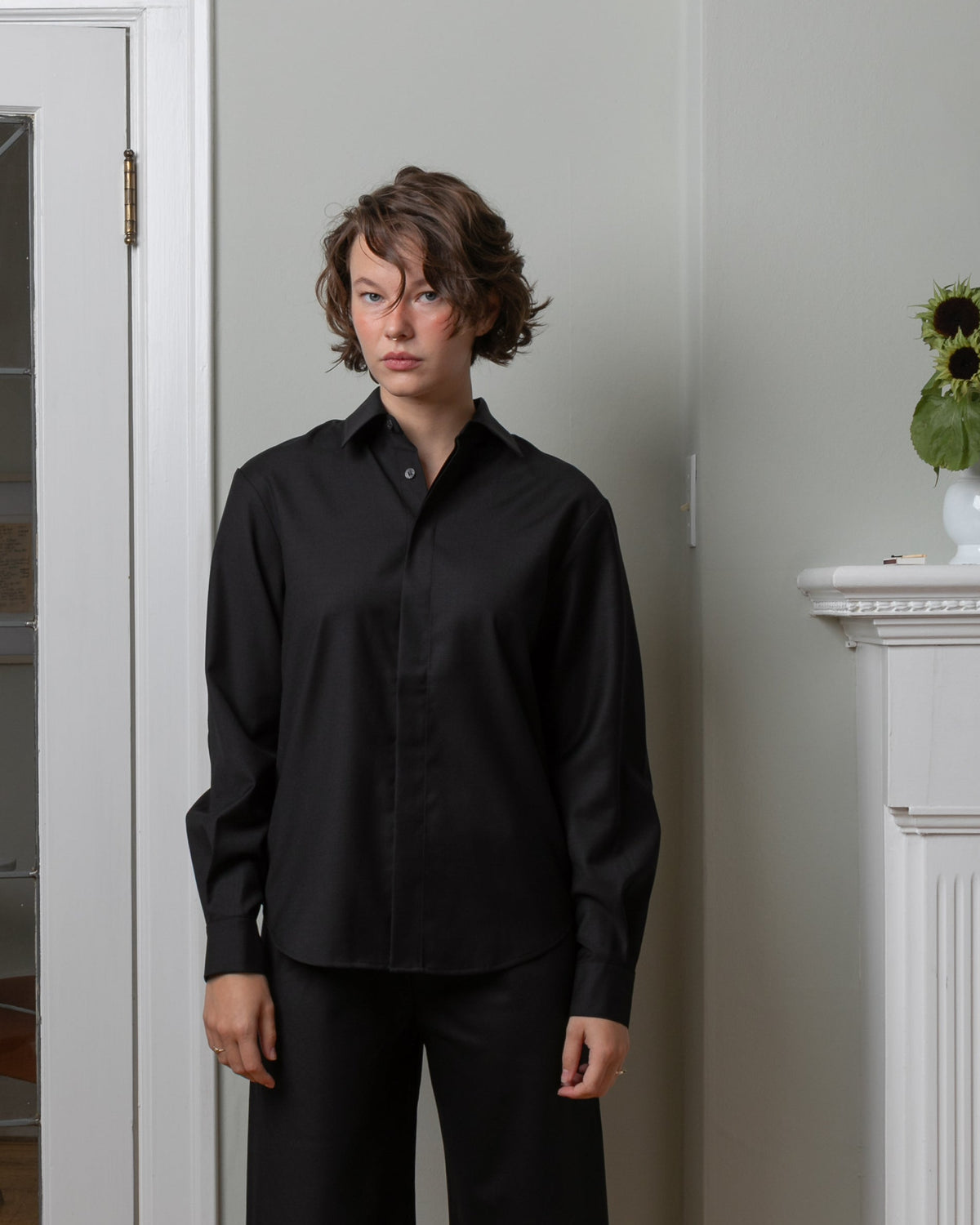 Wool Twill Shirt - Black