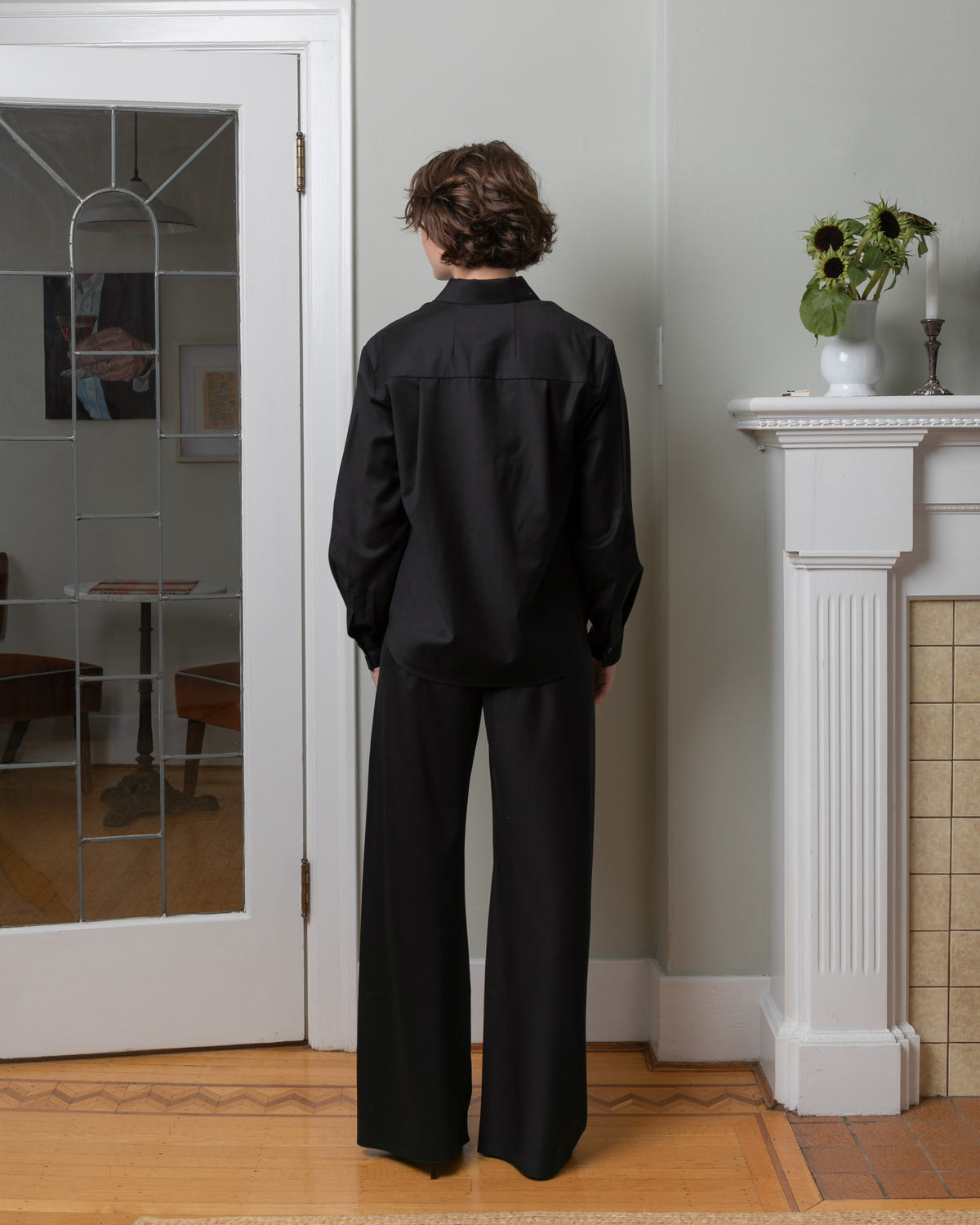 Vis A Vis-Wool Twill Shirt - Black-Shirts-Boboli-Vancouver-Canada