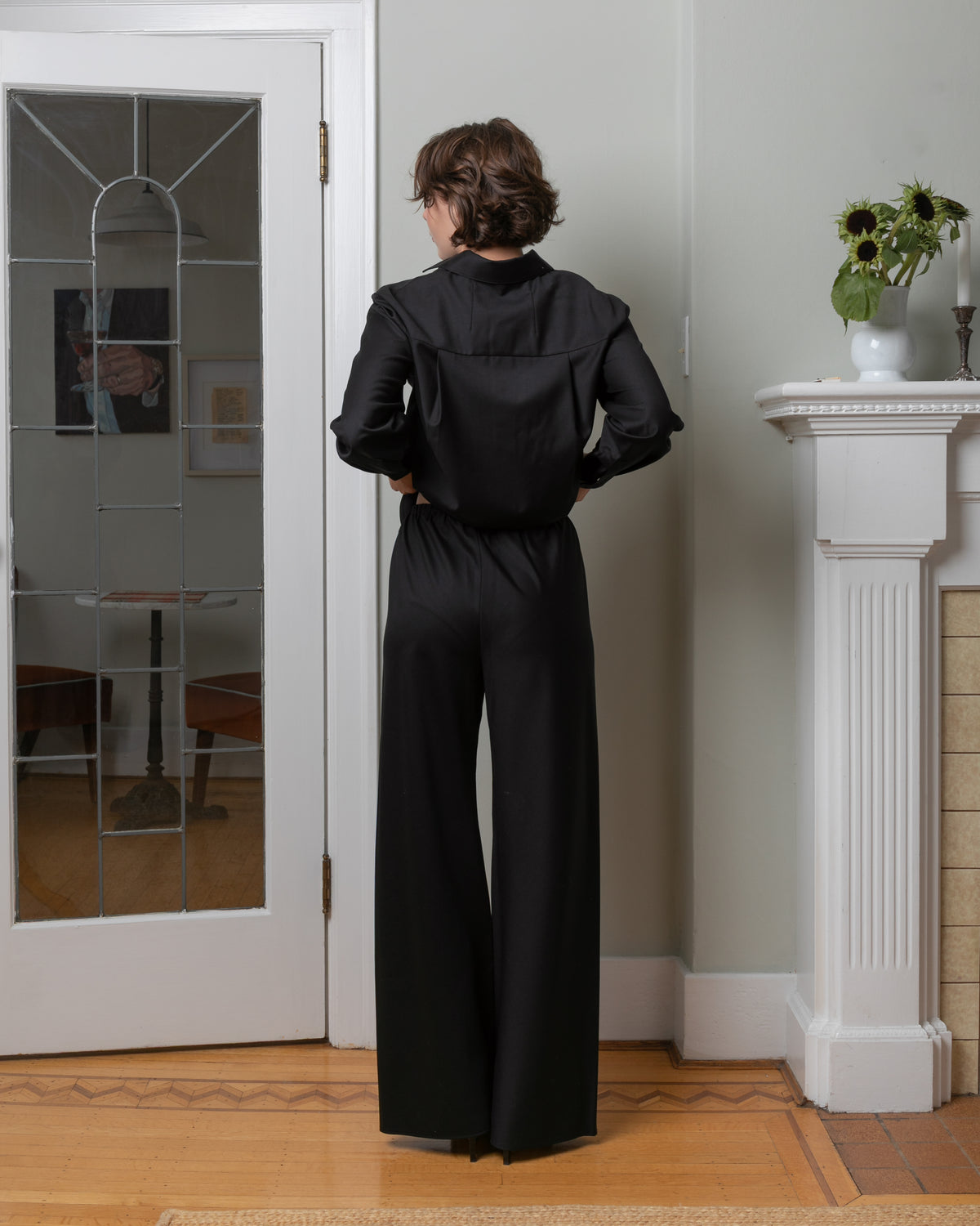 Vis A Vis-Wool Bias Cut Pants - Black-Pants-Boboli-Vancouver-Canada
