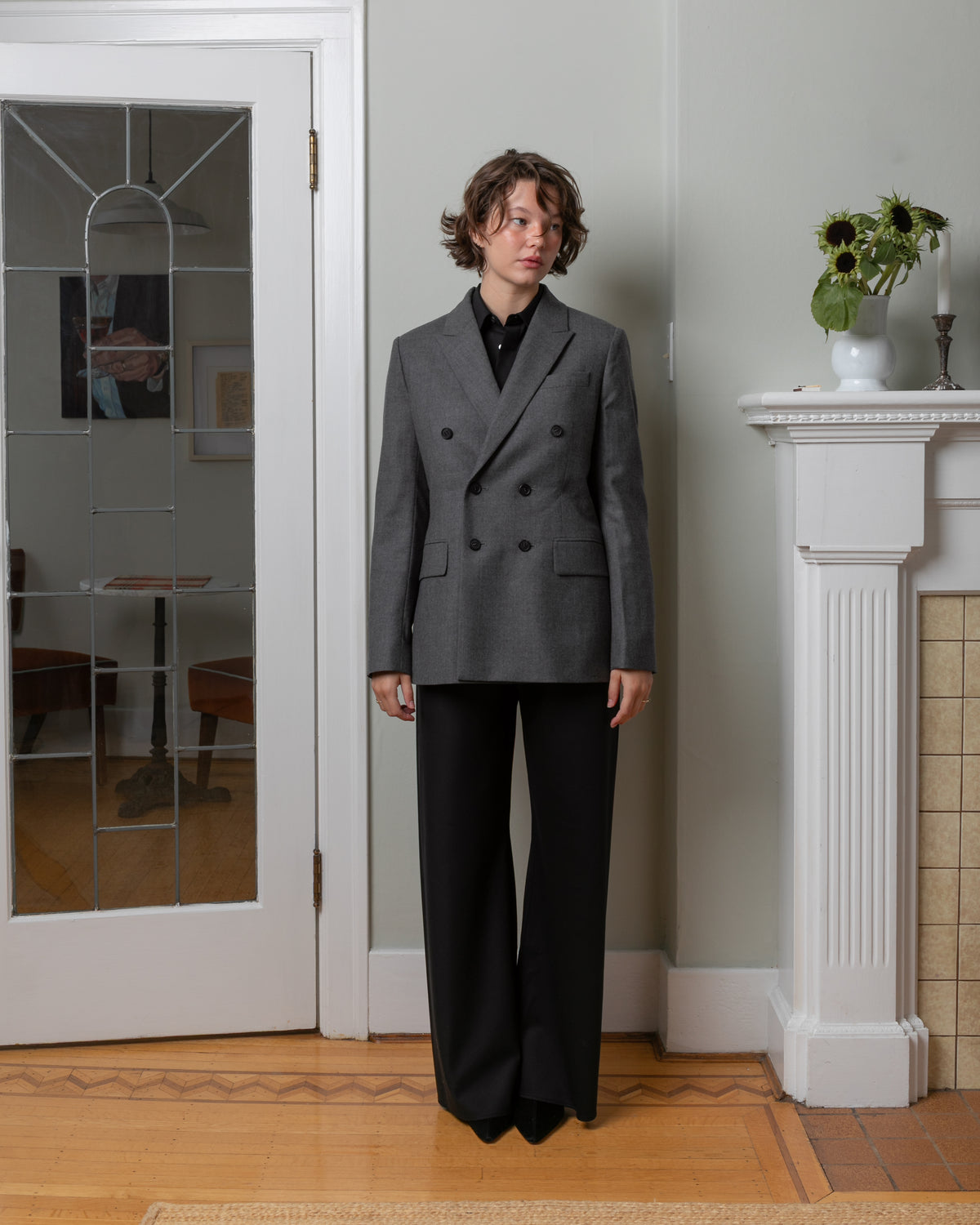 Vis A Vis-Double Breasted Wool Blazer - Gray-Blazers-Boboli-Vancouver-Canada
