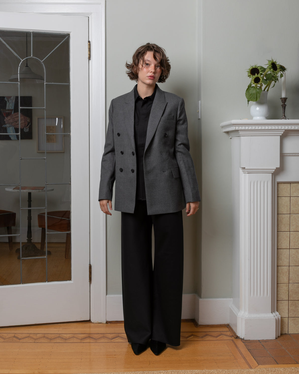 Vis A Vis-Double Breasted Wool Blazer - Gray-Blazers-Boboli-Vancouver-Canada