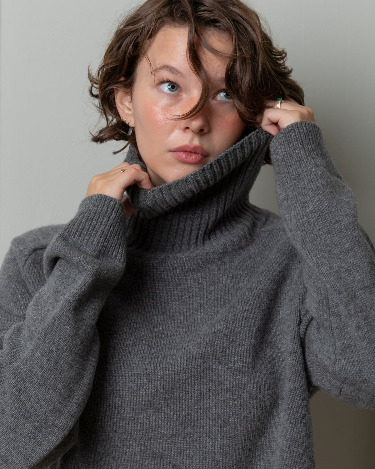 Vis A Vis-Wool Cashmere Turtleneck - Gray-Sweaters-Boboli-Vancouver-Canada