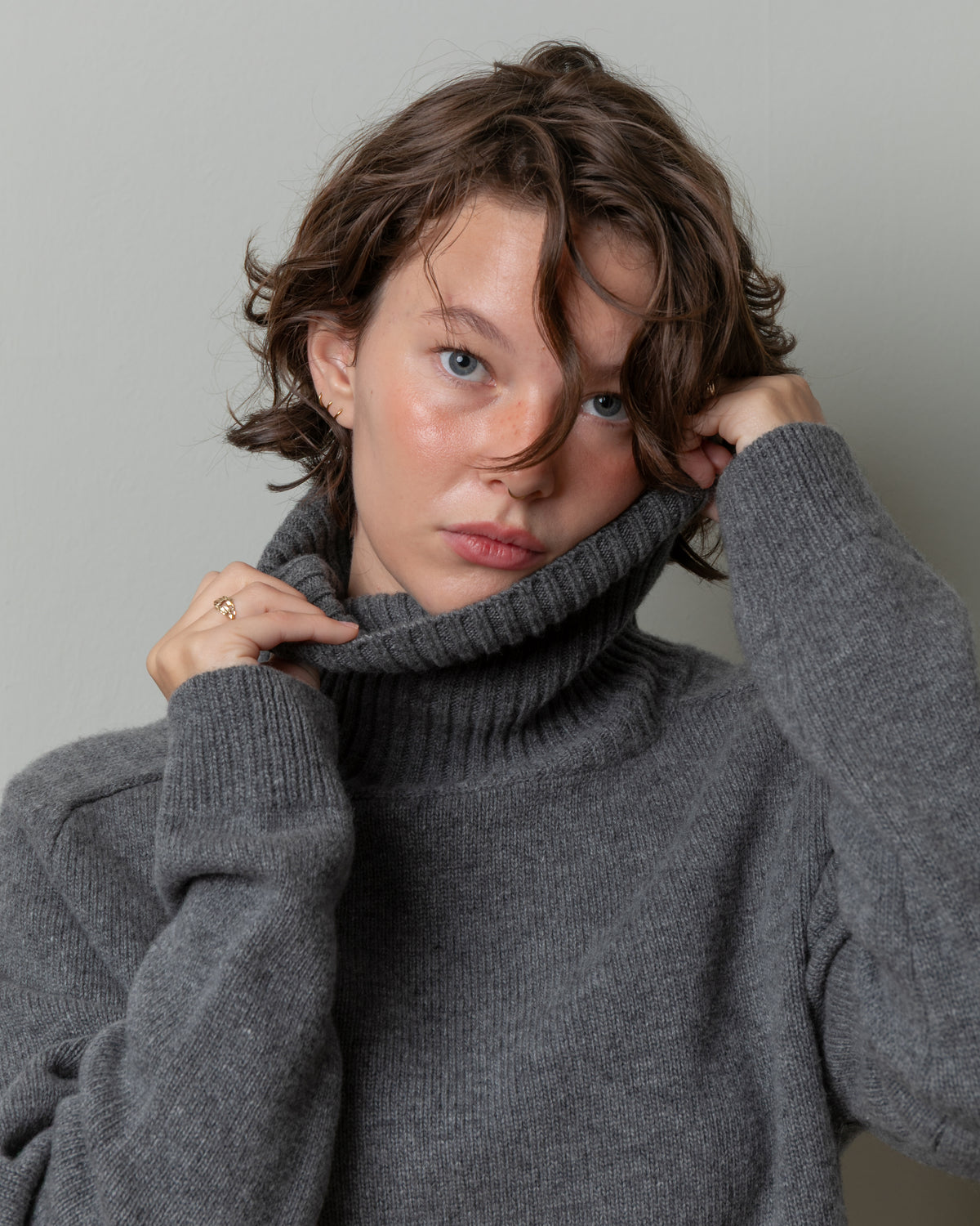 Vis A Vis-Wool Cashmere Turtleneck - Gray-Sweaters-Boboli-Vancouver-Canada