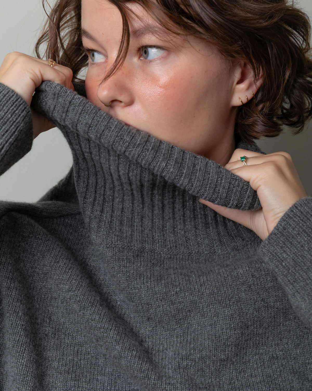 Vis A Vis-Wool Cashmere Turtleneck - Gray-Sweaters-Boboli-Vancouver-Canada