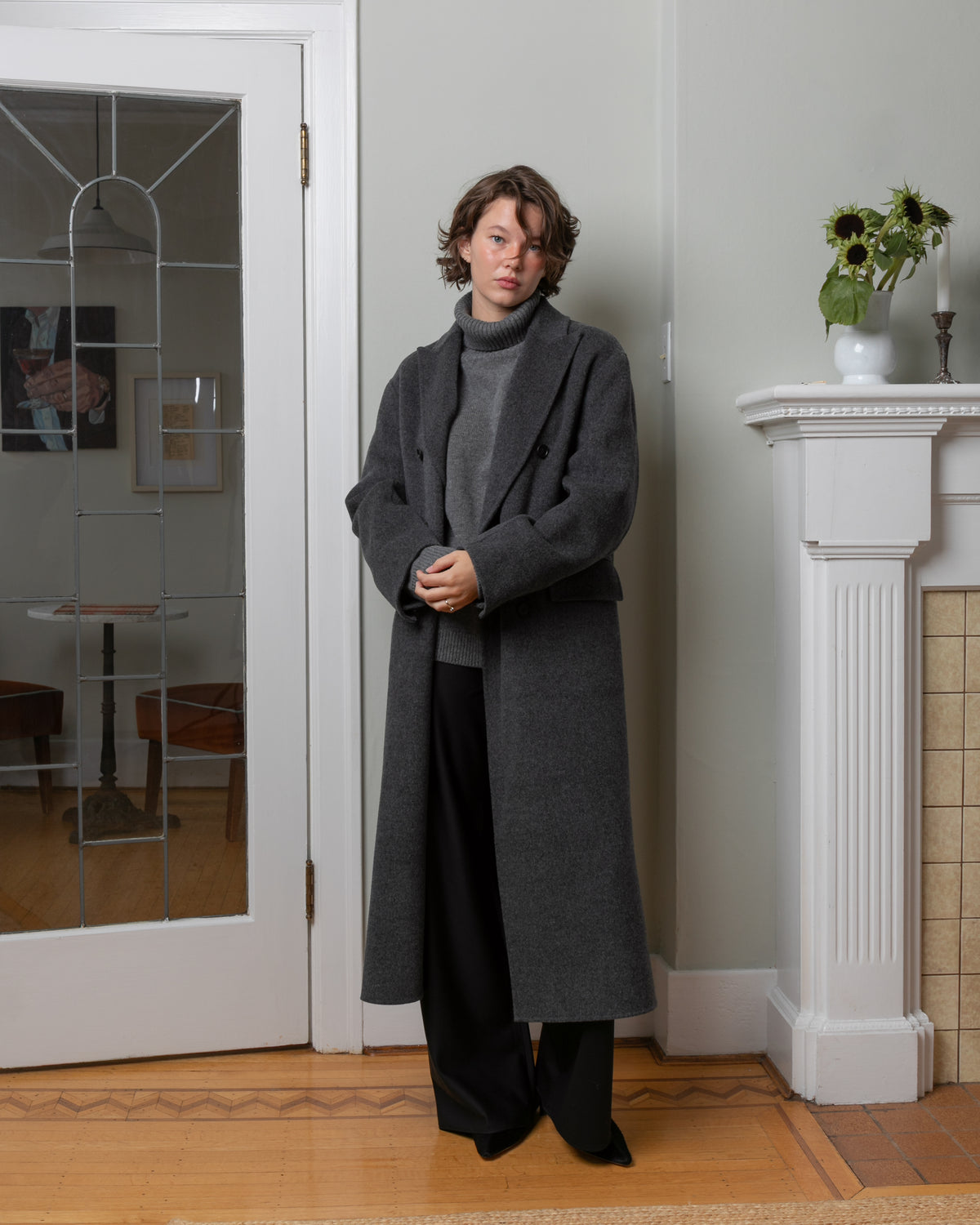 Wool Cashmere Double Breasted Coat - D.K Gray