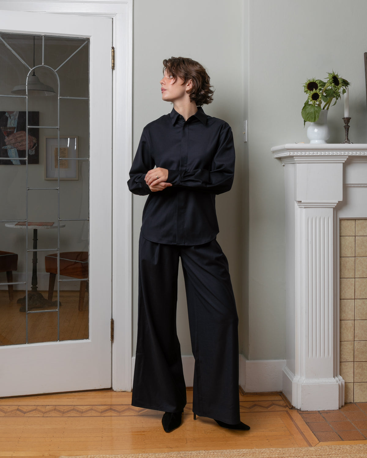 Wool Easy Pants - Navy