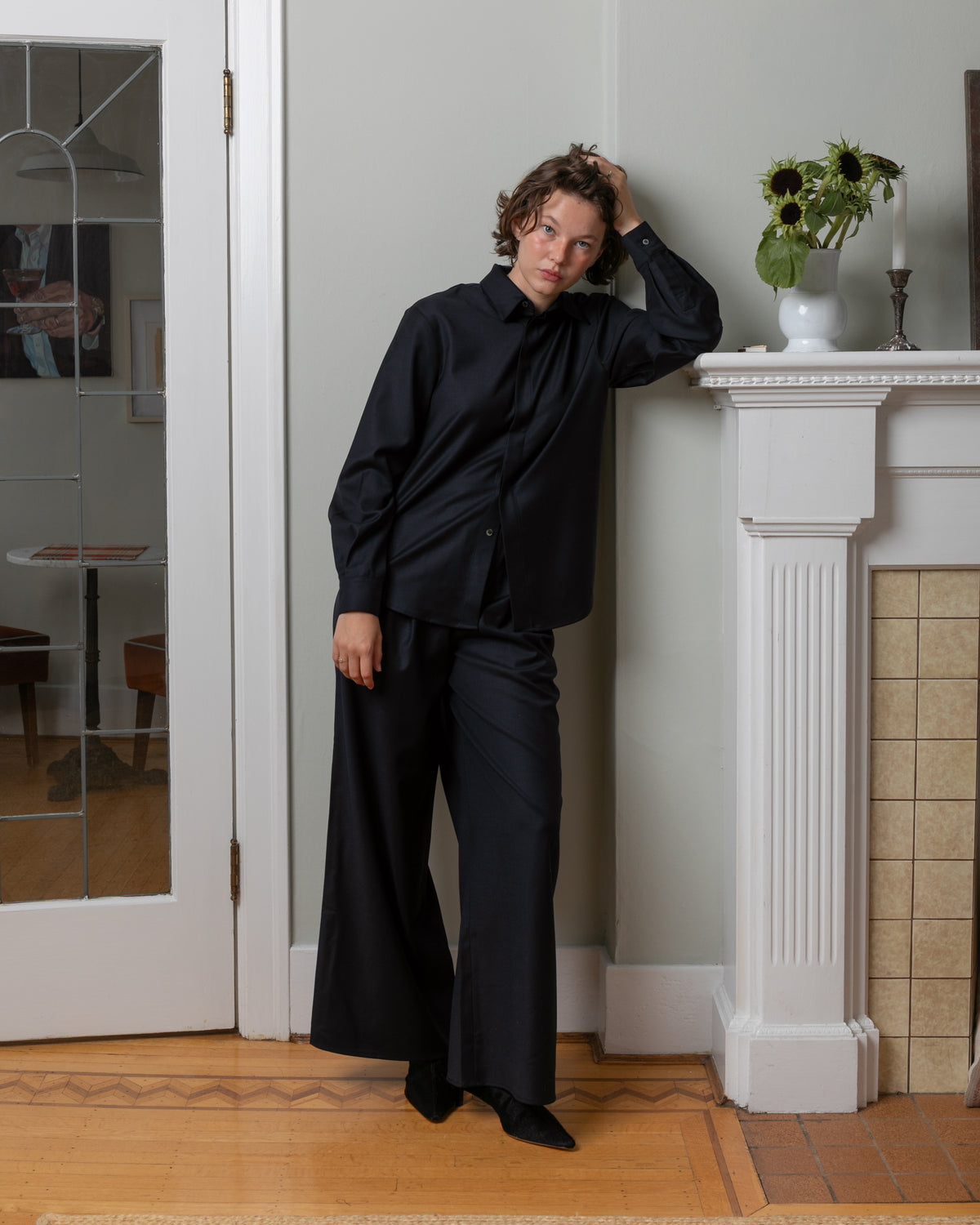Vis A Vis-Wool Easy Pants - Navy-Pants-Boboli-Vancouver-Canada