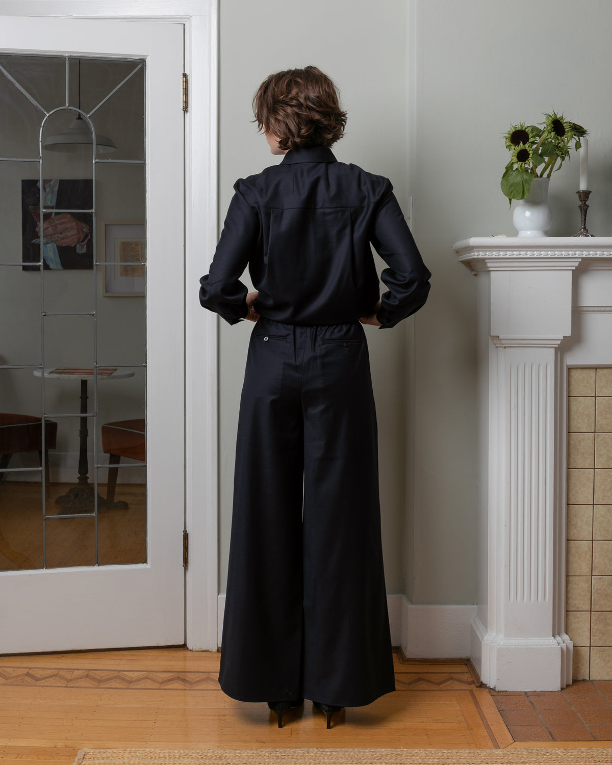 Vis A Vis-Wool Easy Pants - Navy-Pants-Boboli-Vancouver-Canada