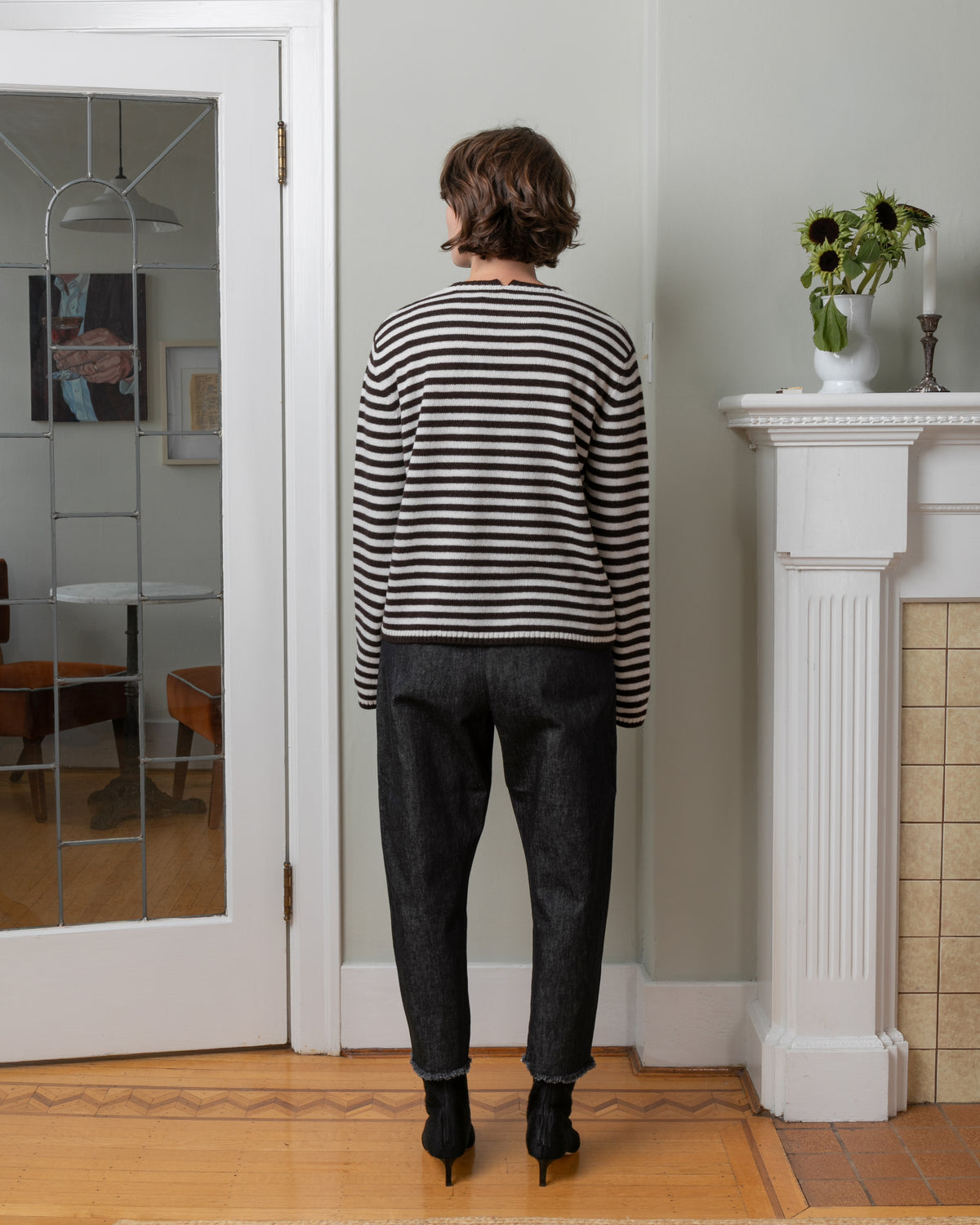 Sibs Stripe C/N Sweater - Brown & Panna Stripe