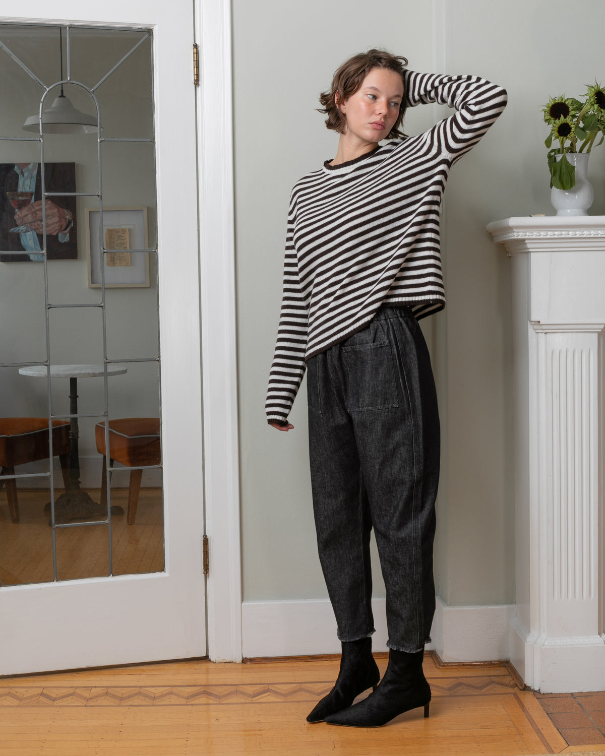 Sibs Stripe C/N Sweater - Brown & Panna Stripe