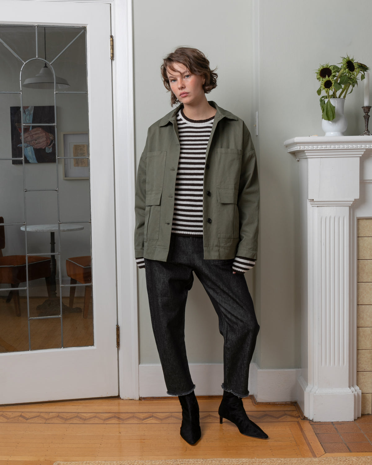 Sibs Stripe C/N Sweater - Brown & Panna Stripe