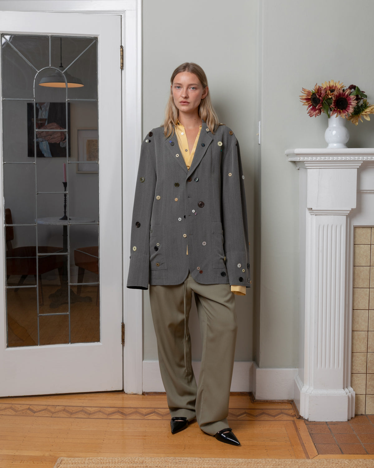 Mixed Button Cowell Jacket - Granite