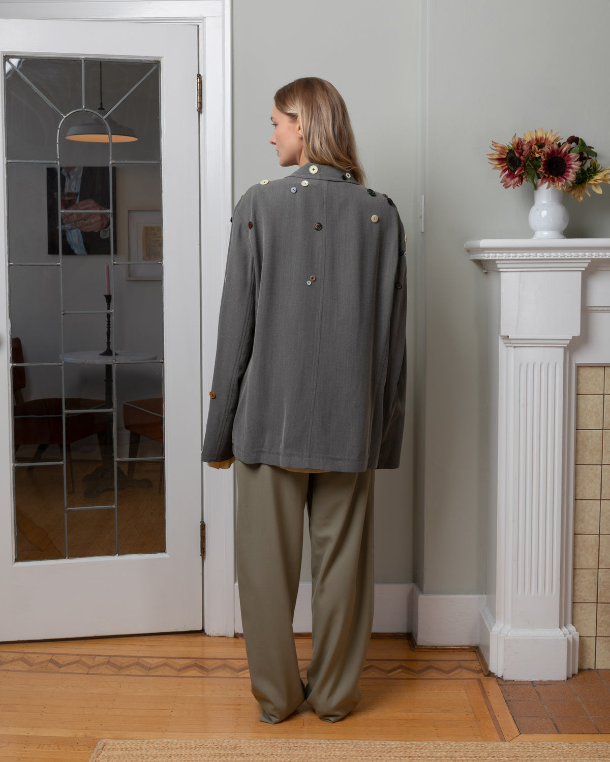 Mixed Button Cowell Jacket - Granite