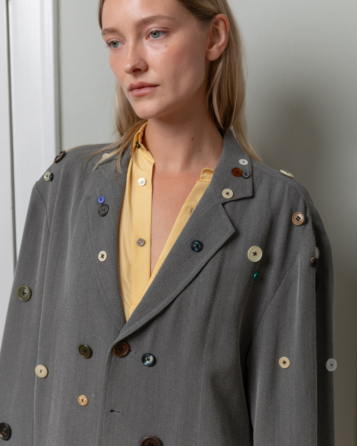 Mixed Button Cowell Jacket - Granite