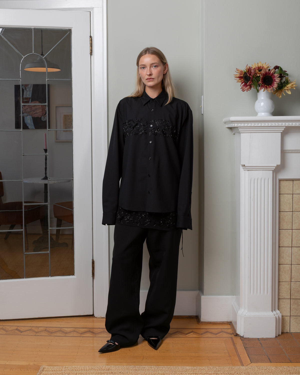 Aubero-Fossil Beadwork Shirt / Tabard - Black-Outfit Sets-Boboli-Vancouver-Canada