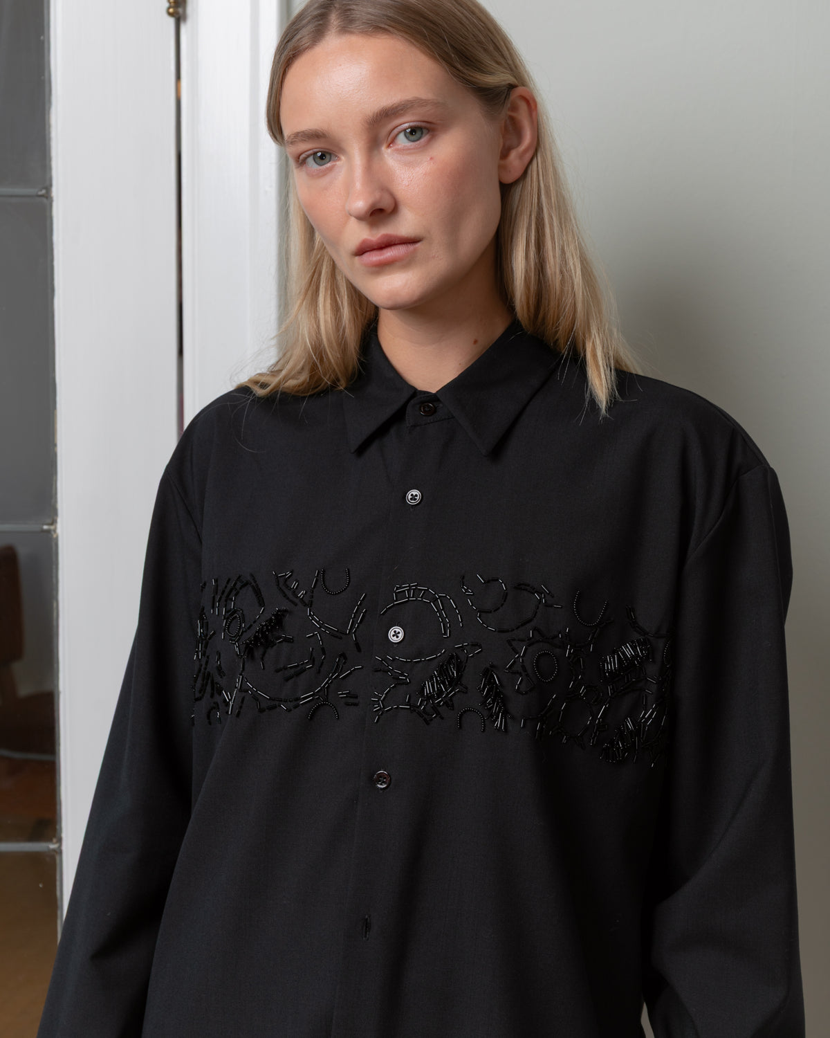 Aubero-Fossil Beadwork Shirt / Tabard - Black-Outfit Sets-Boboli-Vancouver-Canada