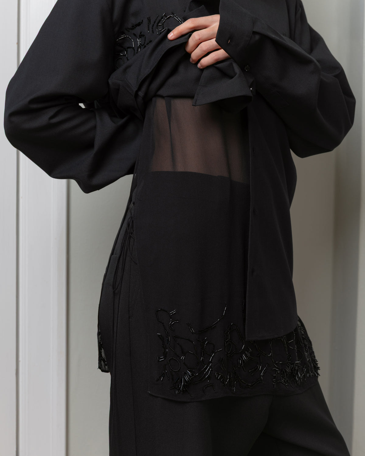 Aubero-Fossil Beadwork Shirt / Tabard - Black-Outfit Sets-Boboli-Vancouver-Canada