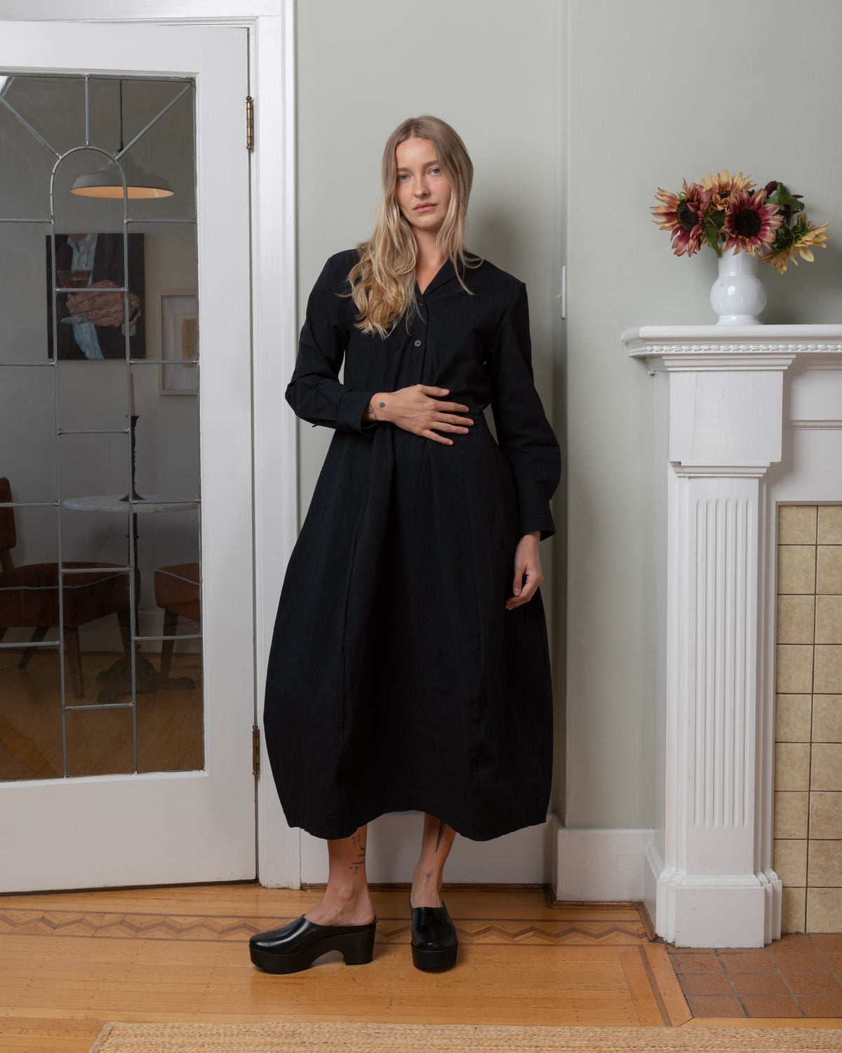 Bergfabel-Letty Dress - Black Navy Stripe-Dresses-Boboli-Vancouver-Canada
