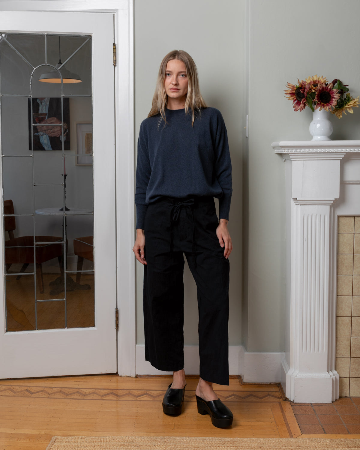 Bergfabel-Cloe Pants - Black Navy Stripe-Pants-Boboli-Vancouver-Canada