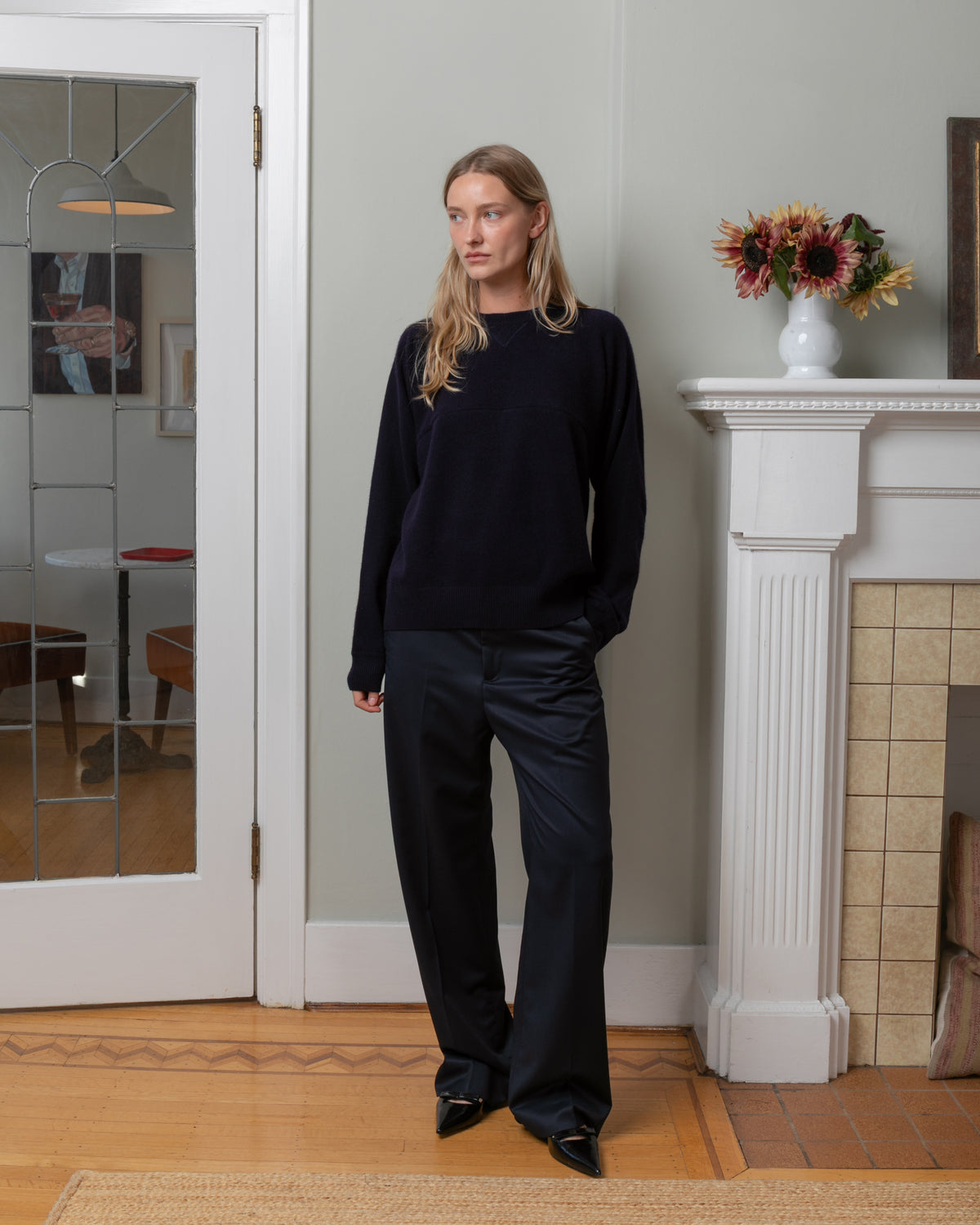 Bare-Feather-Soft Cashmere Sweatshirt - Navy-Sweaters-Boboli-Vancouver-Canada