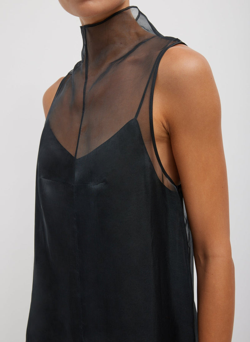 Tibi-Melee Crepe V-Neck Dress - Black-Dresses-Boboli-Vancouver-Canada