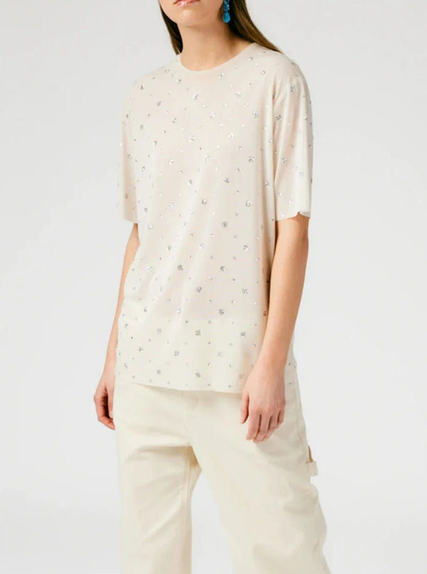 Sheer Metallic Speckle Easy T - Champagne