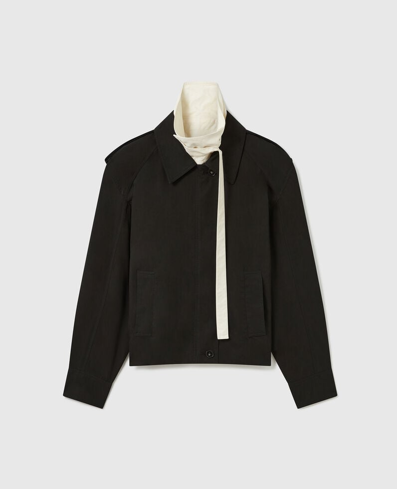 Stella McCartney-Washed Cotton Double Layer Jacket - Black-Jackets-Boboli-Vancouver-Canada