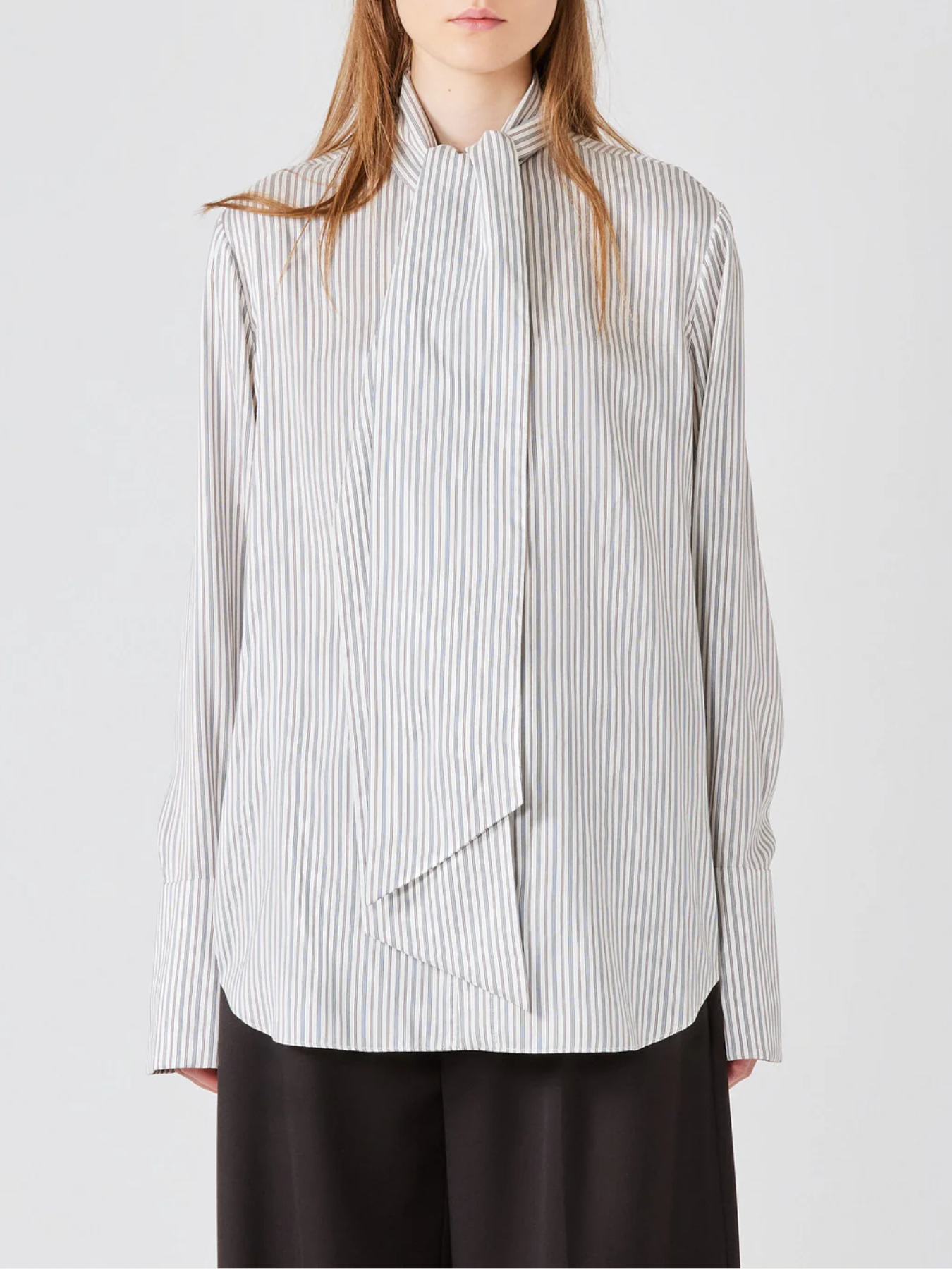 Sa Su Phi-Shirt w/Scarf - White/Navy/Bordeaux Stripe-Shirts-Boboli-Vancouver-Canada