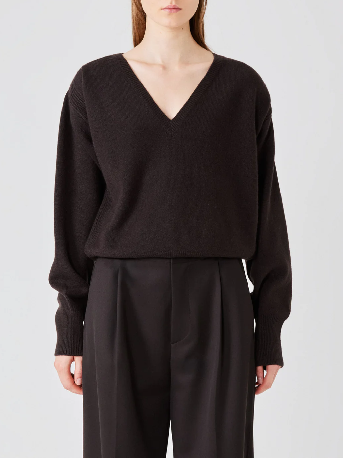 Sa Su Phi-Lavinia V Neck Sweater - Brown-Sweaters-Boboli-Vancouver-Canada