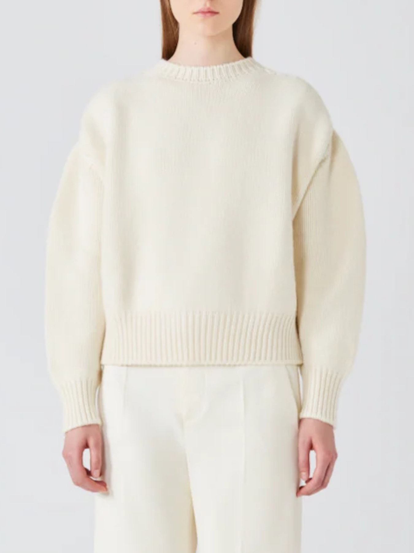 Sa Su Phi-Giada Round Neck Chunky Sweater - Ivory-Sweaters-Boboli-Vancouver-Canada
