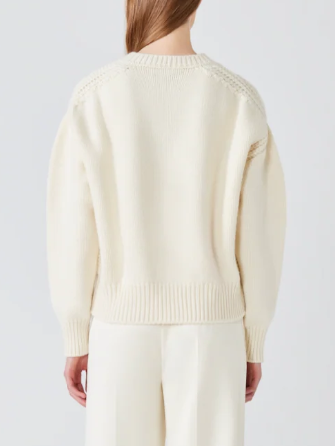Sa Su Phi-Giada Round Neck Chunky Sweater - Ivory-Sweaters-Boboli-Vancouver-Canada