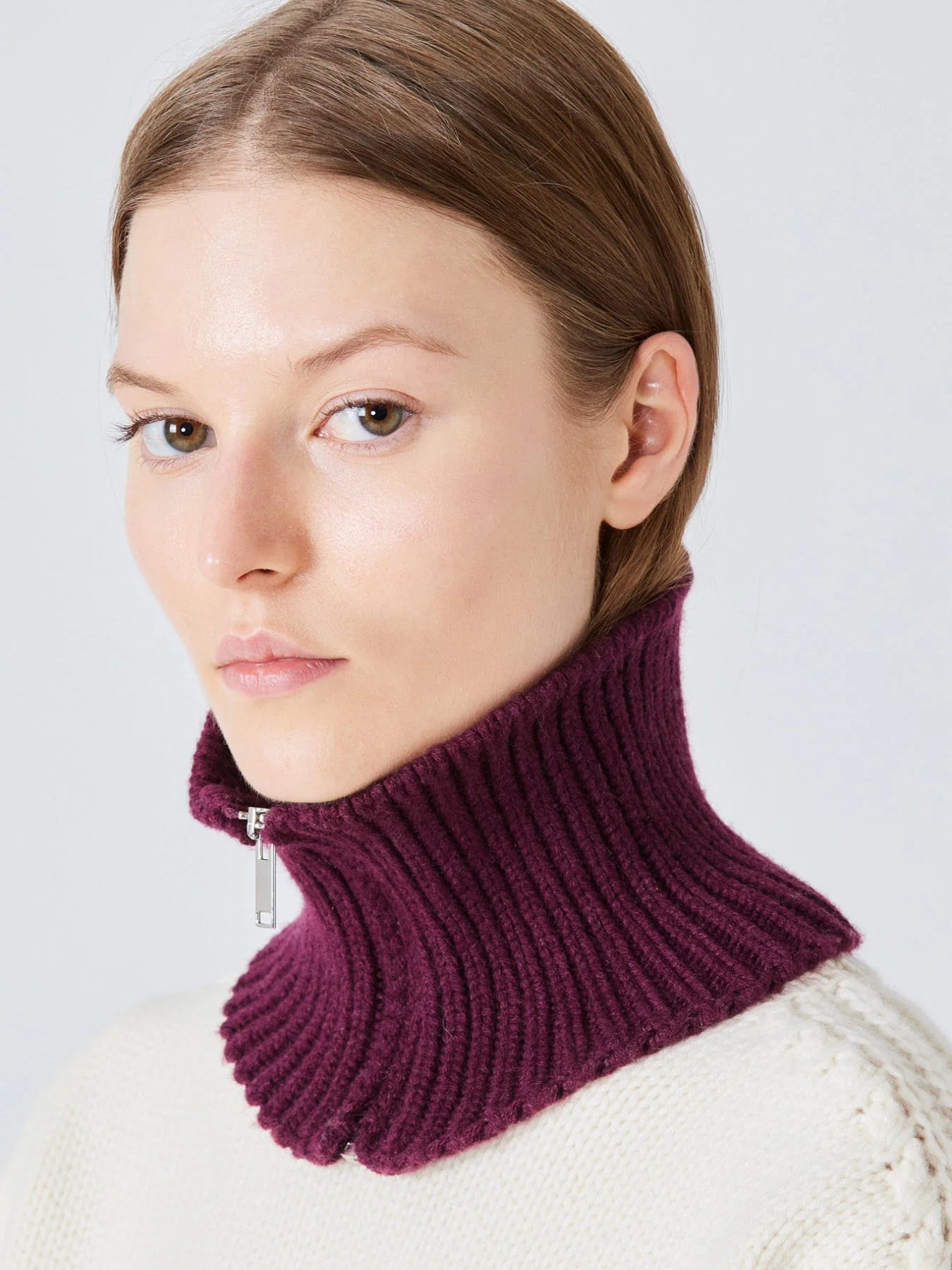 Sa Su Phi-Cashmere Collar - Bordeaux-Accessories-Boboli-Vancouver-Canada