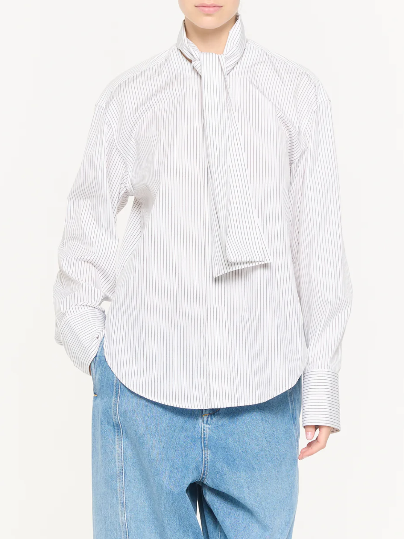 Plan C-Striped Cotton Shirt w/Scarf - Brown/White Stripe-Shirts-Boboli-Vancouver-Canada
