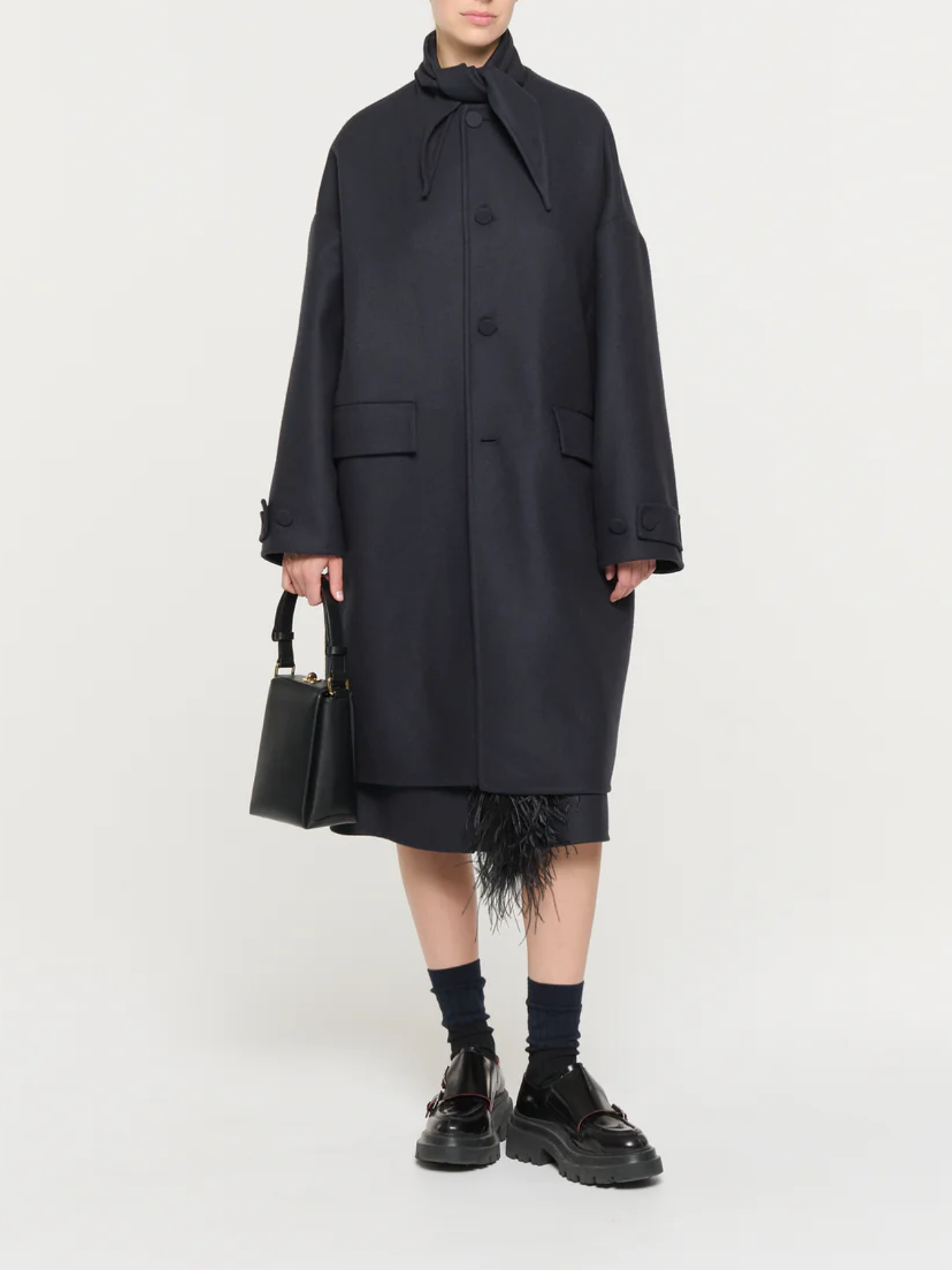 Plan C-Double Wool Coat - Blue Black-Coats-Boboli-Vancouver-Canada