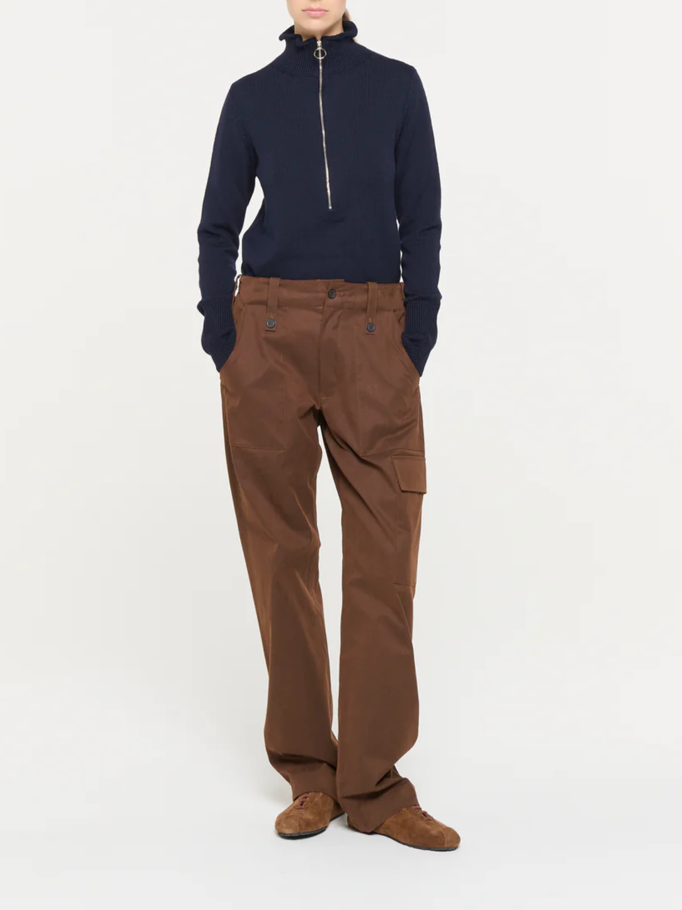 Plan C-Cargo Straight Leg Pants - Coffee-Pants-Boboli-Vancouver-Canada