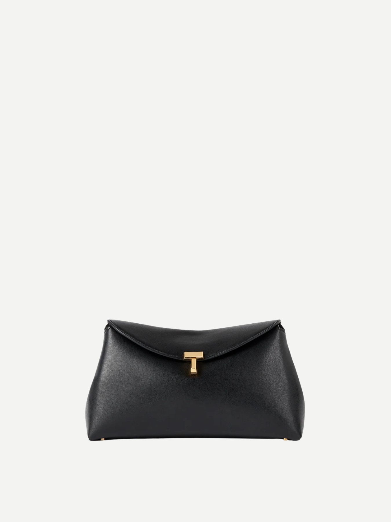 Totême-T-Lock Leather Clutch - Black-Bags-Boboli-Vancouver-Canada