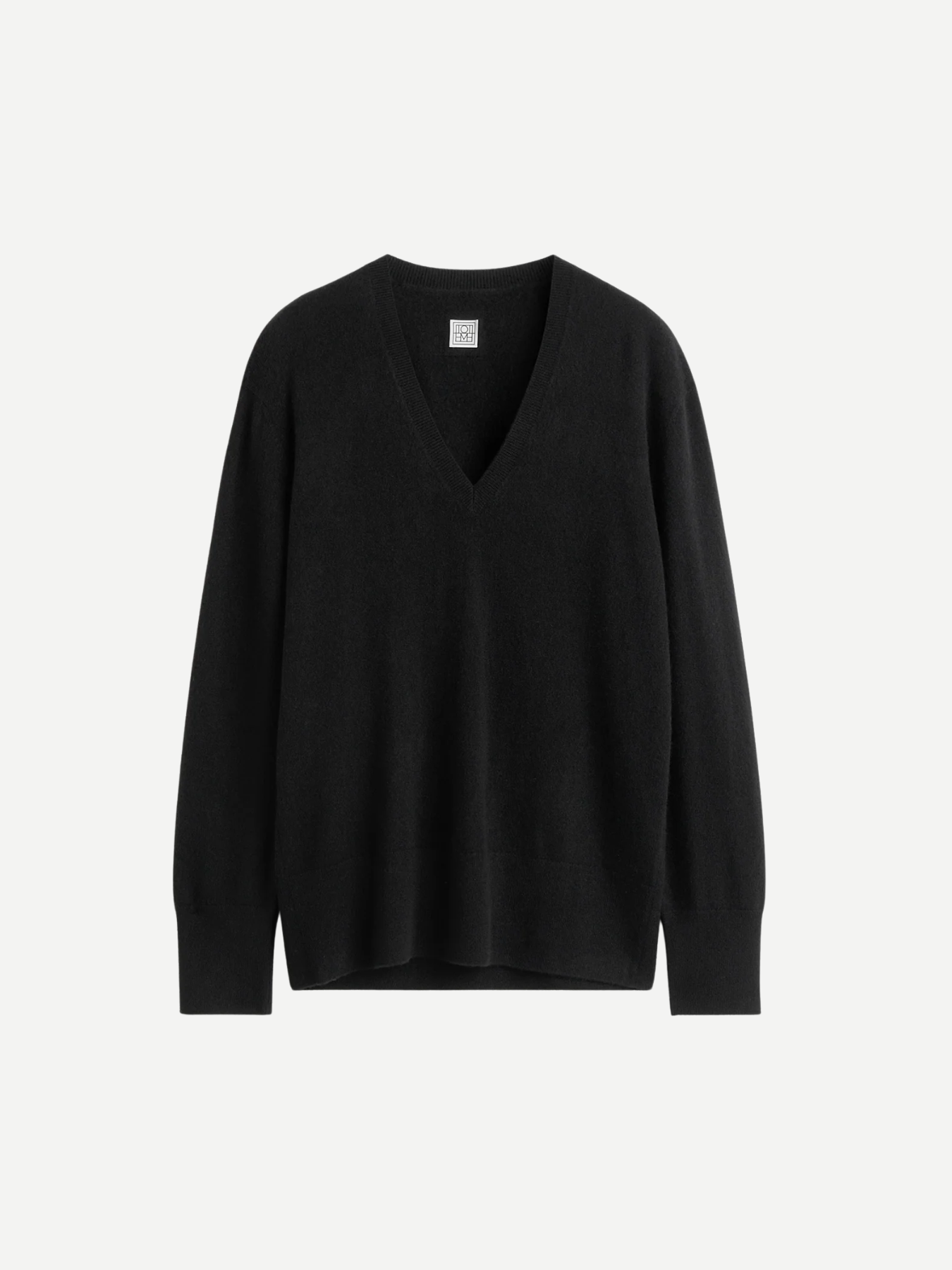 Totême-Cashmere V-Neck Knit - Black-Sweaters-Boboli-Vancouver-Canada