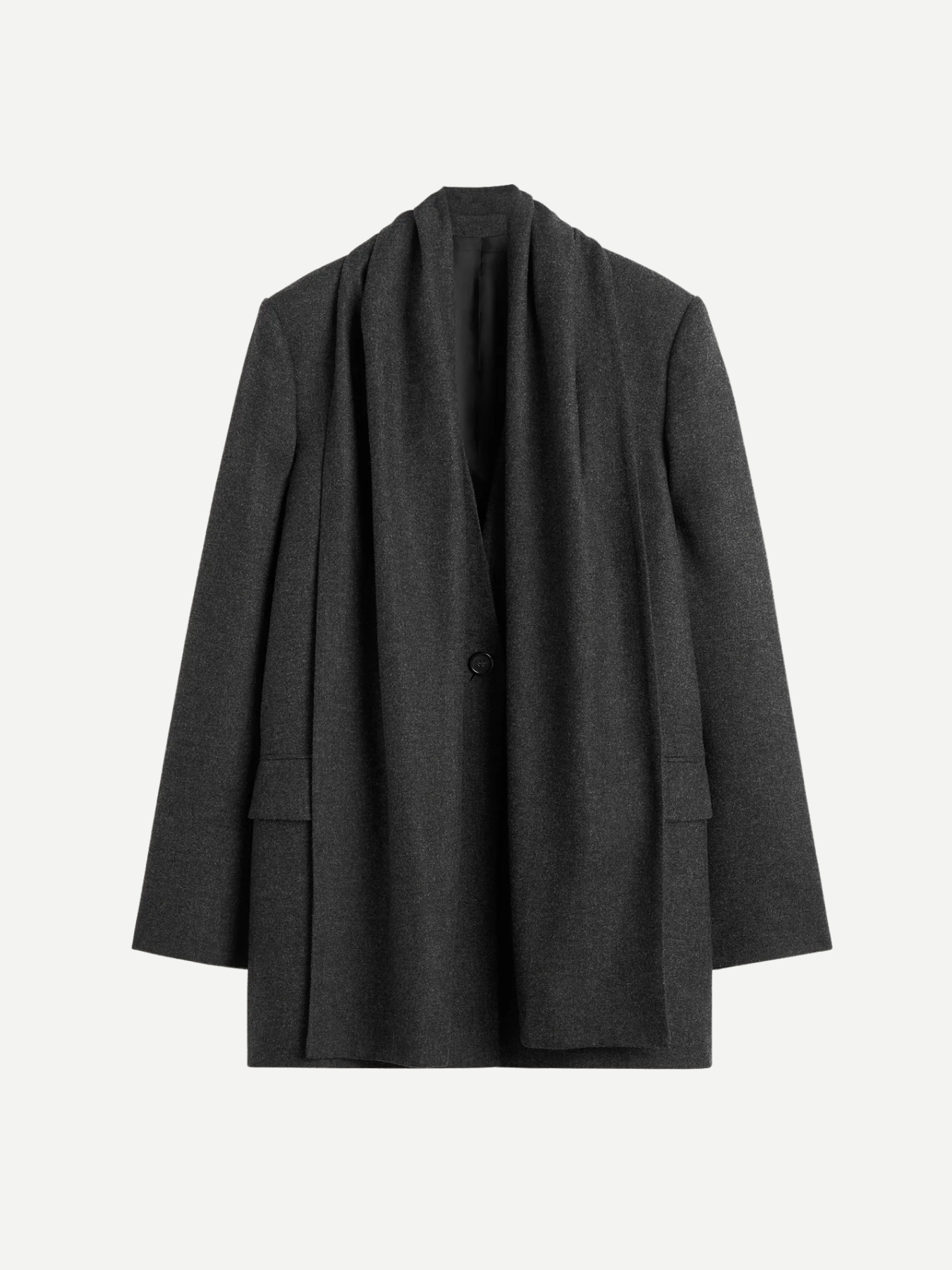 Totême-Scarf Blazer - Charcoal Melange-Blazers-Boboli-Vancouver-Canada