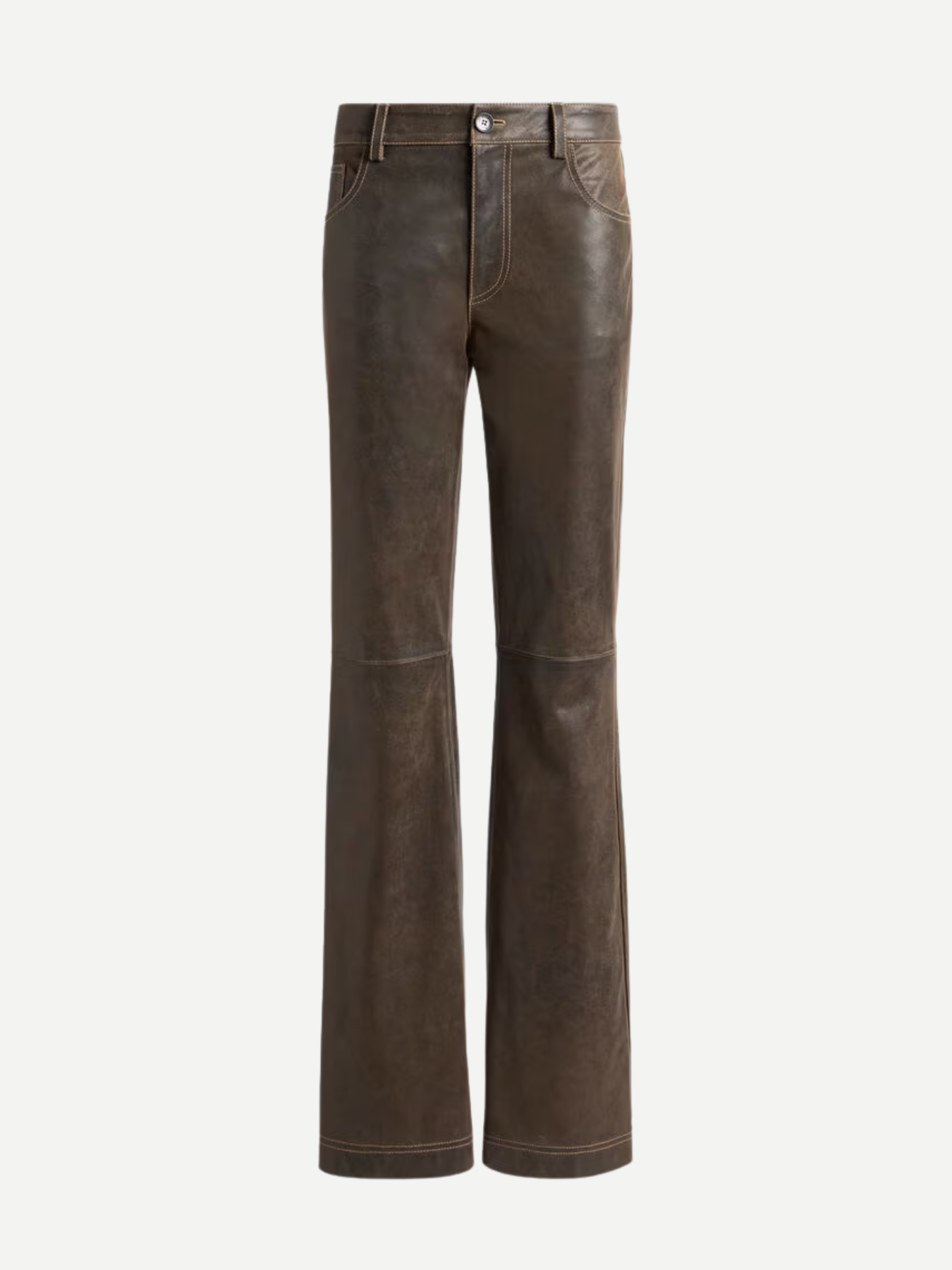 Etro-Flared Leather Trousers - Brown-Pants-Boboli-Vancouver-Canada