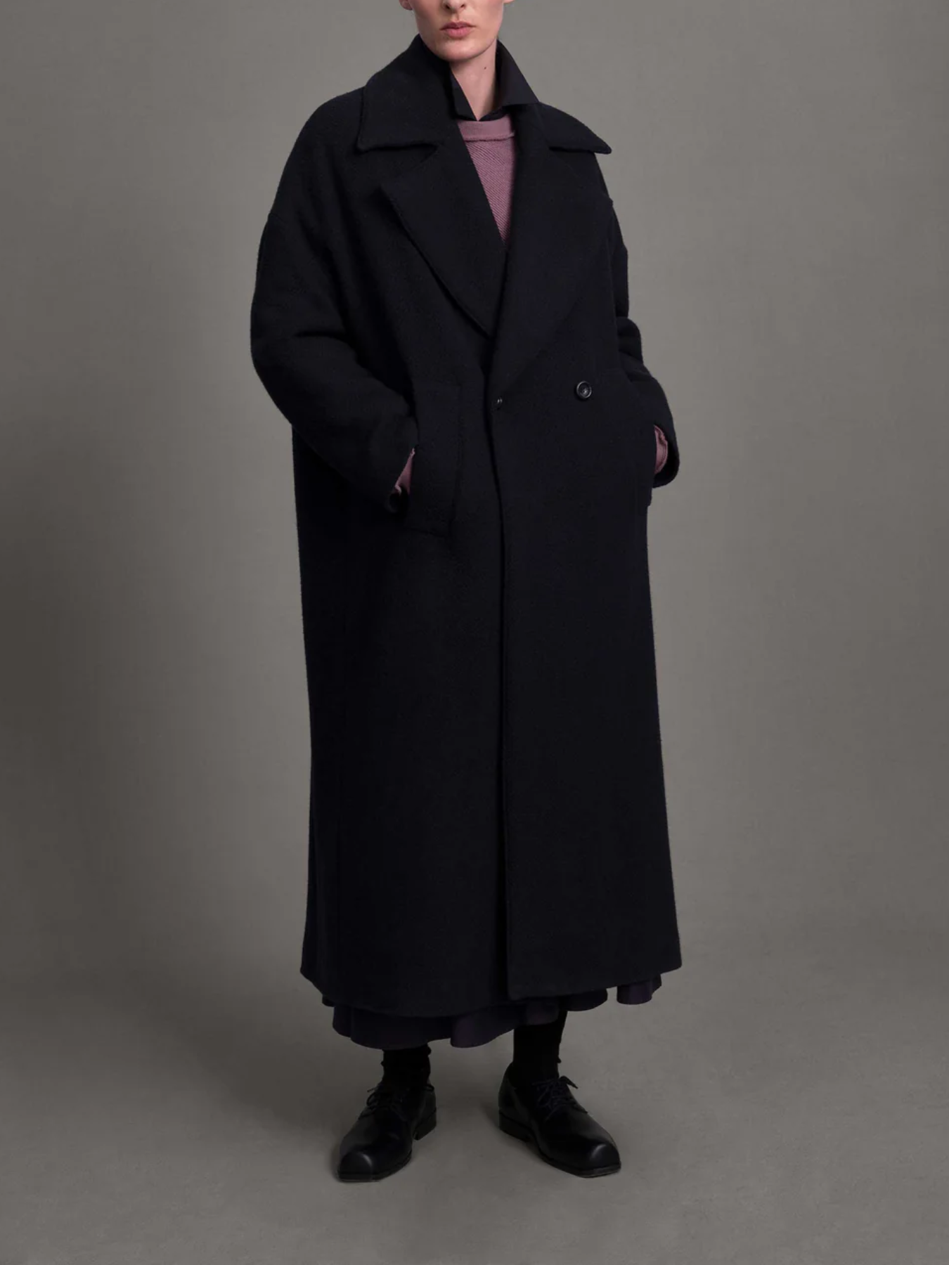The Groundsman Cashmere Coat - Ink