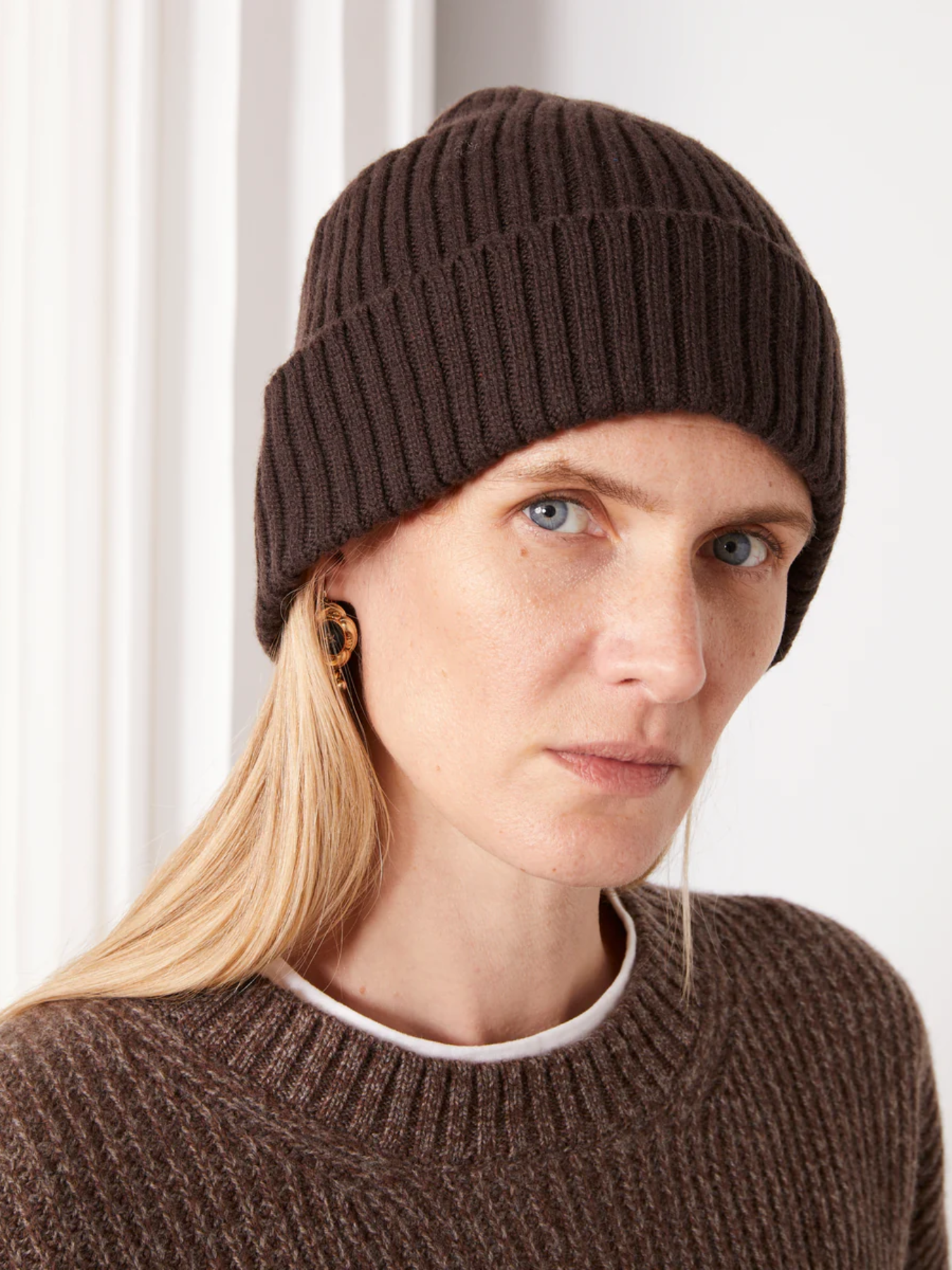 Officine Generale-Wool Cashmere Beanie - Dark Brown-Accessories-Boboli-Vancouver-Canada