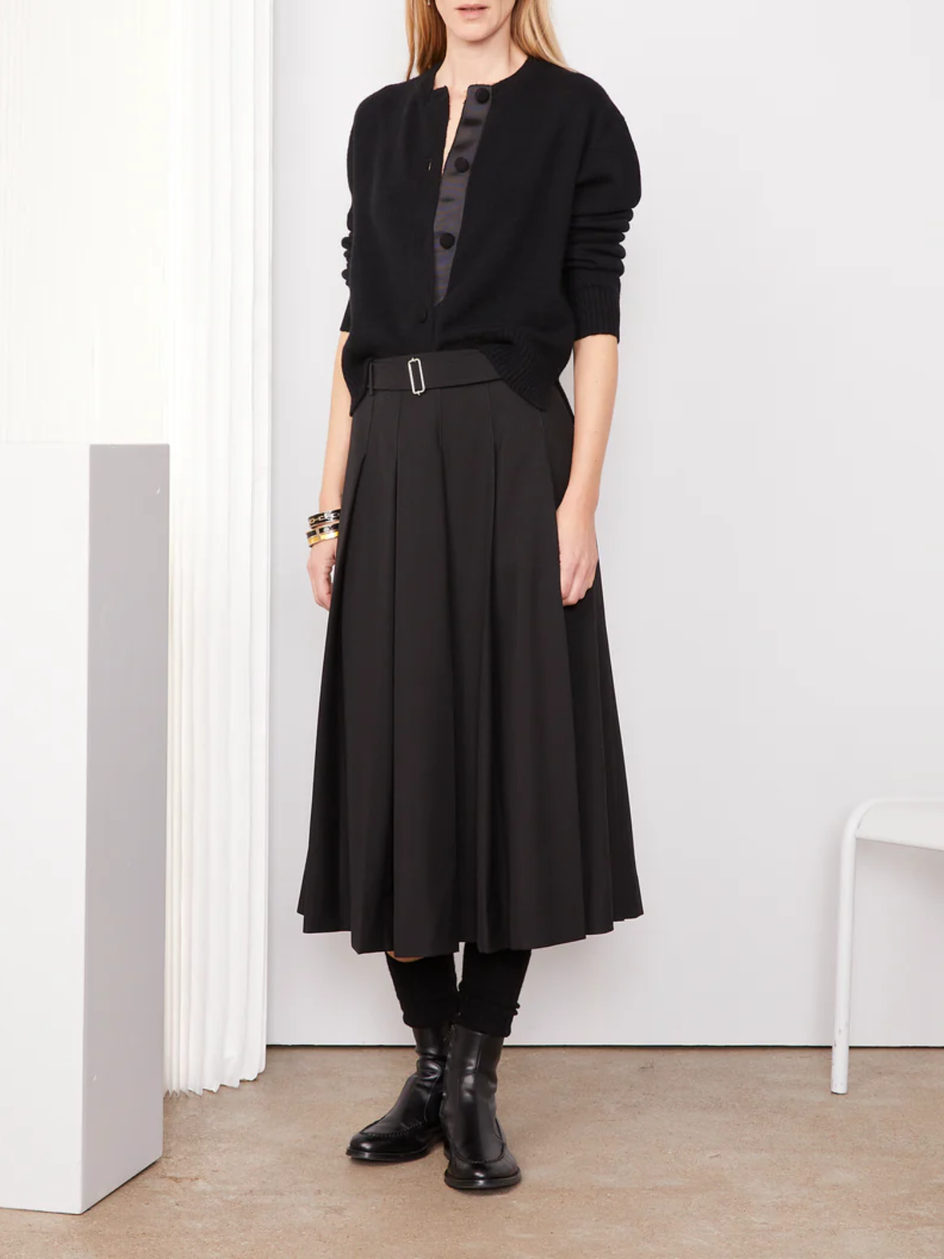 Officine Generale-Kenia 3ply Skirt - Black-Skirts-Boboli-Vancouver-Canada