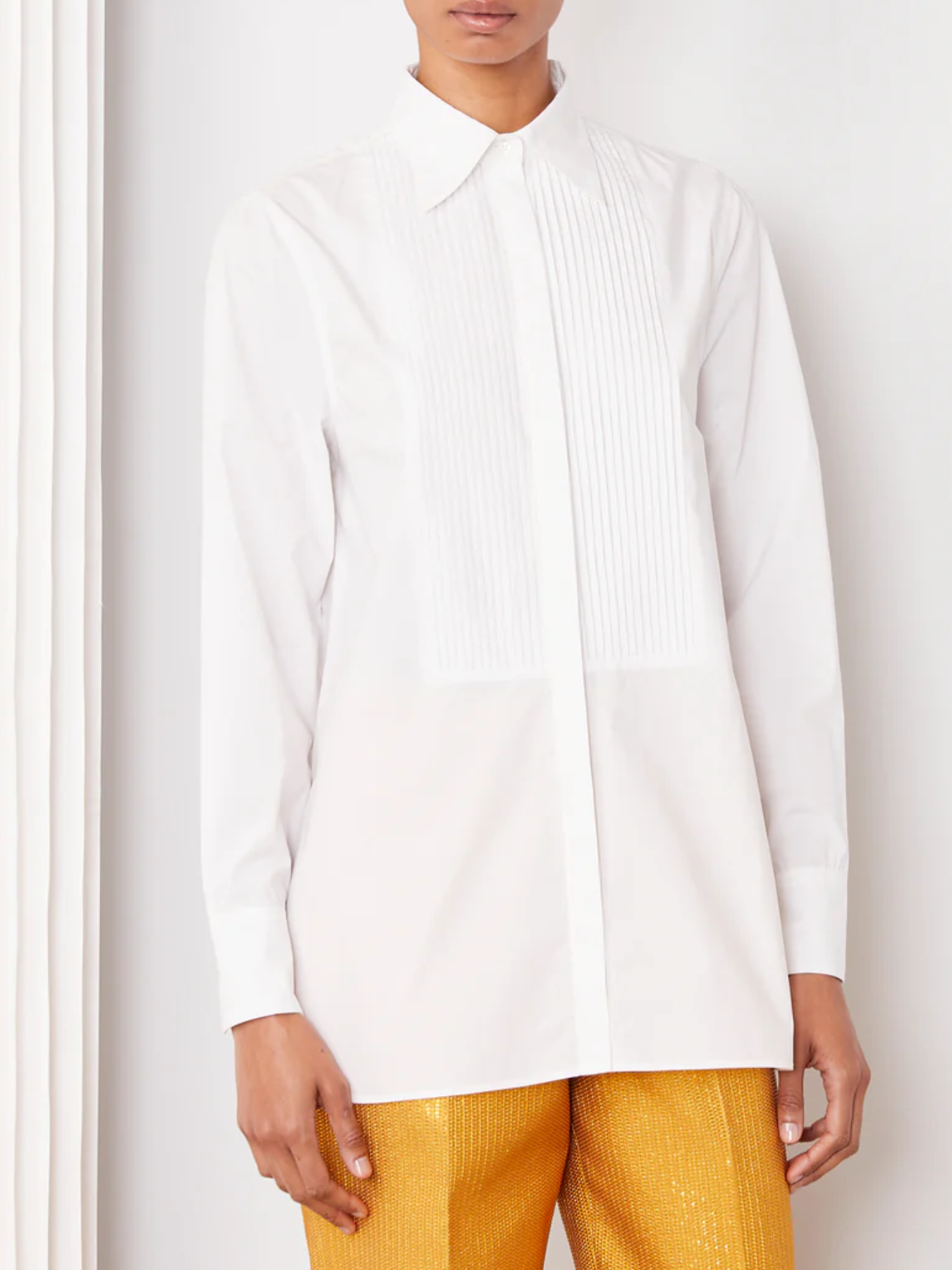 Officine Generale-Ronny Plastron Shirt - White-Shirts-Boboli-Vancouver-Canada