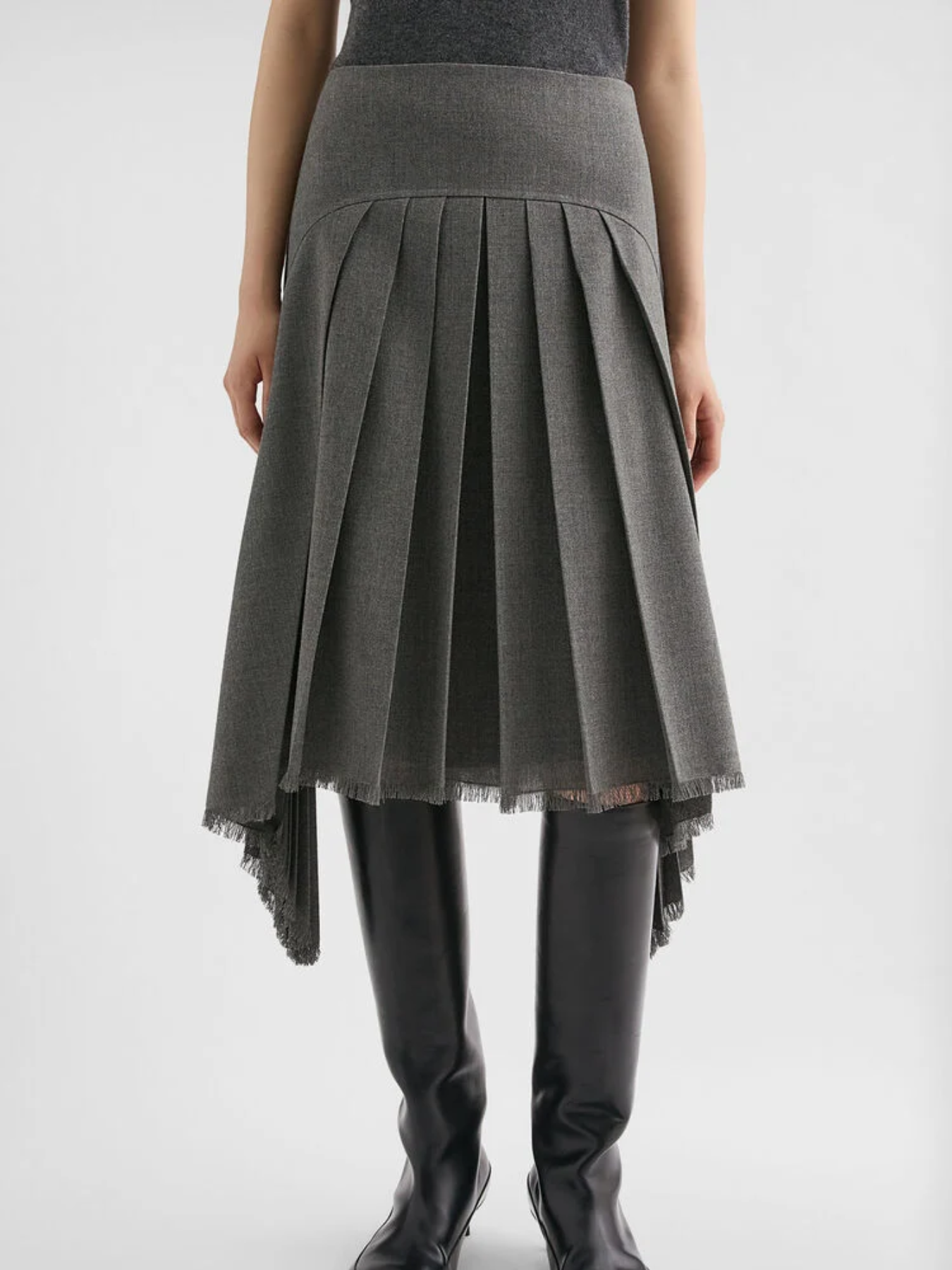 Jil Sander-Open Wool Canvas Skirt - Volcanic Glass-Skirts-Boboli-Vancouver-Canada