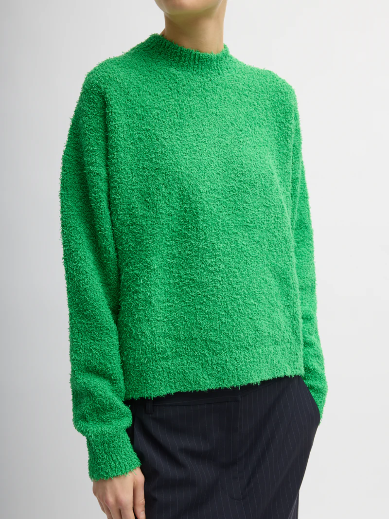 Tibi-Serviette Crewneck Easy Pullover - Green-Sweaters-Boboli-Vancouver-Canada