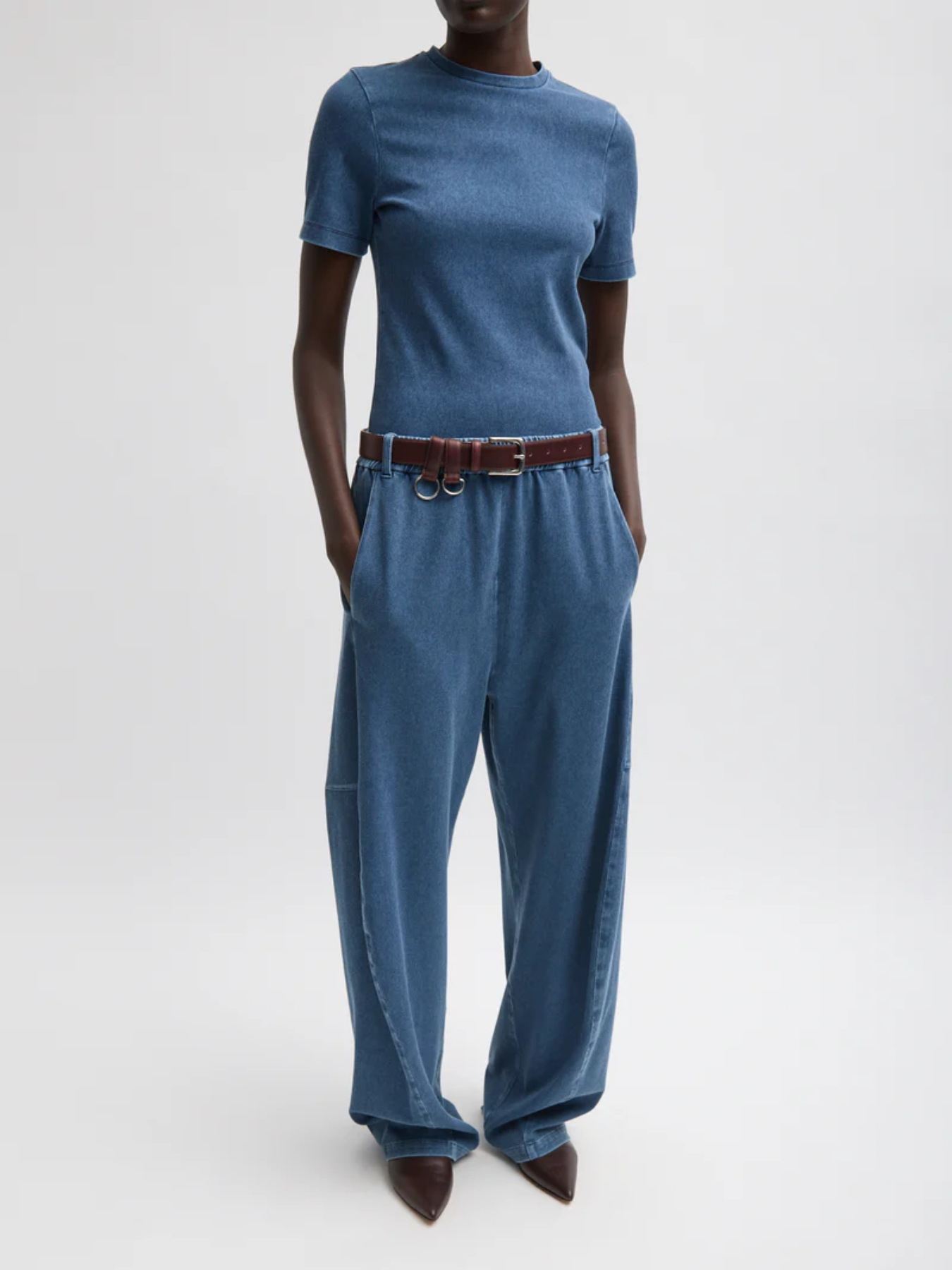 Tibi-Stretch Denim Baby T - Classic Wash-Shirts-Boboli-Vancouver-Canada