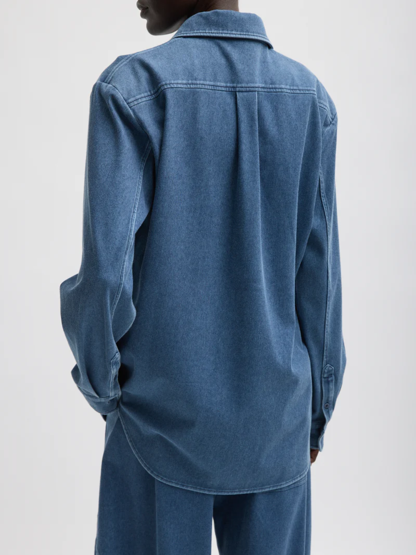 Tibi-Stretch Denim Easy Shirt - Classic Wash-Shirts-Boboli-Vancouver-Canada