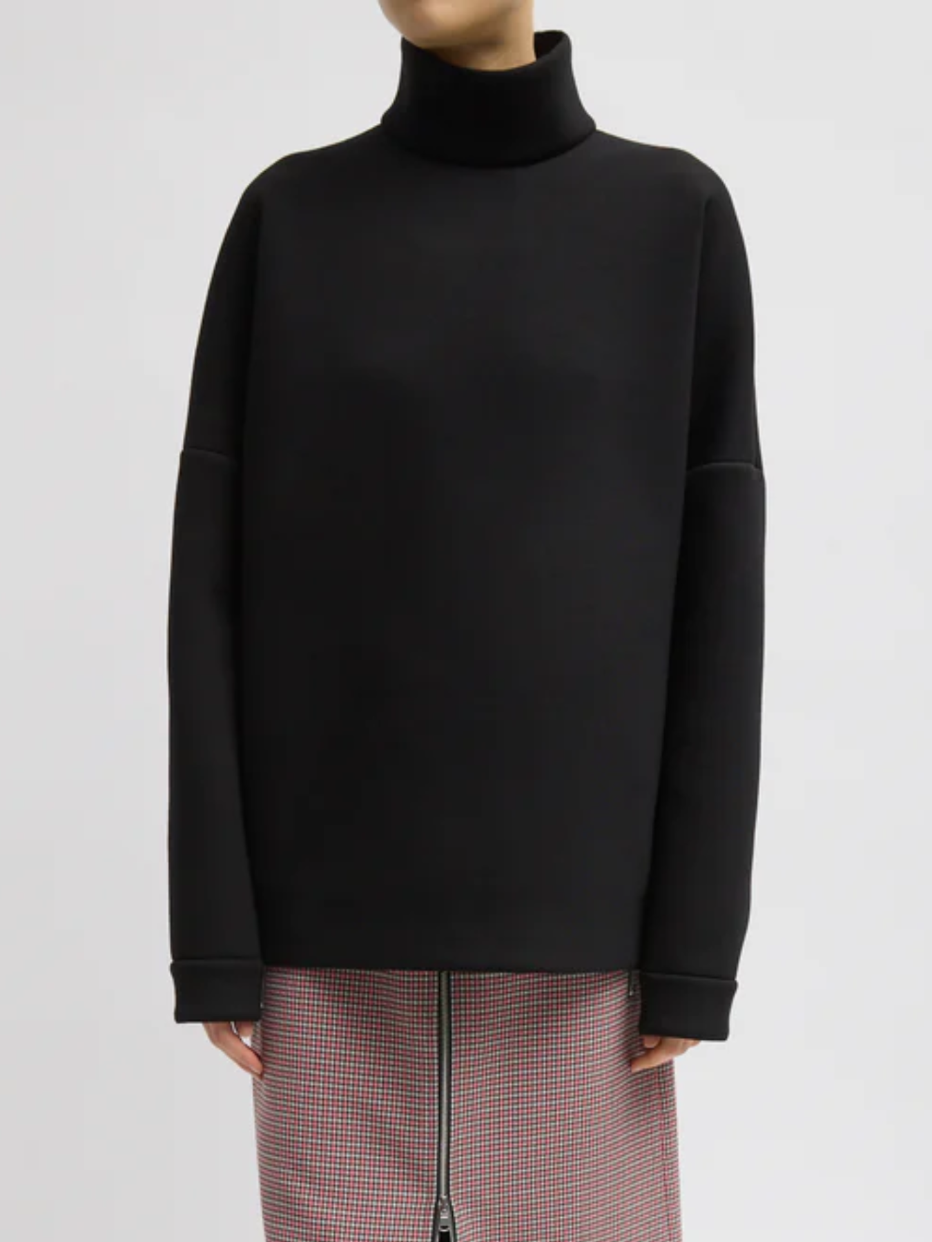Tibi-Structured Viscose Neck Dolman Sleeve Top - Black-Tops-Boboli-Vancouver-Canada