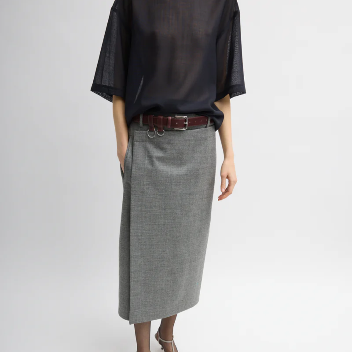 Tibi | Techy Bonded Wool Wrap Midi Skirt | Boboli, Vancouver Canada