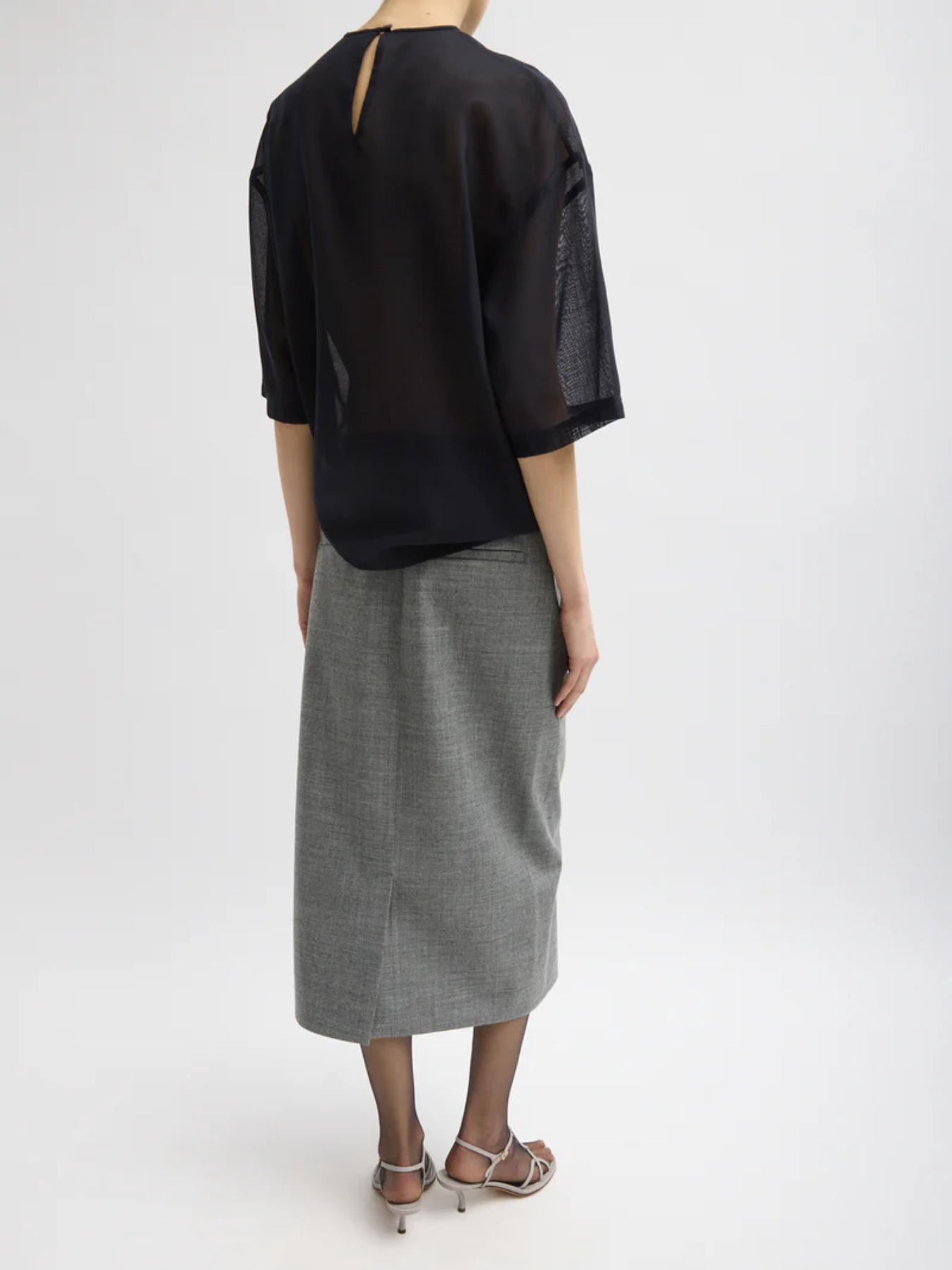 Tibi-Techy Bonded Wool Wrap Midi Skirt - Grey-Skirts-Boboli-Vancouver-Canada